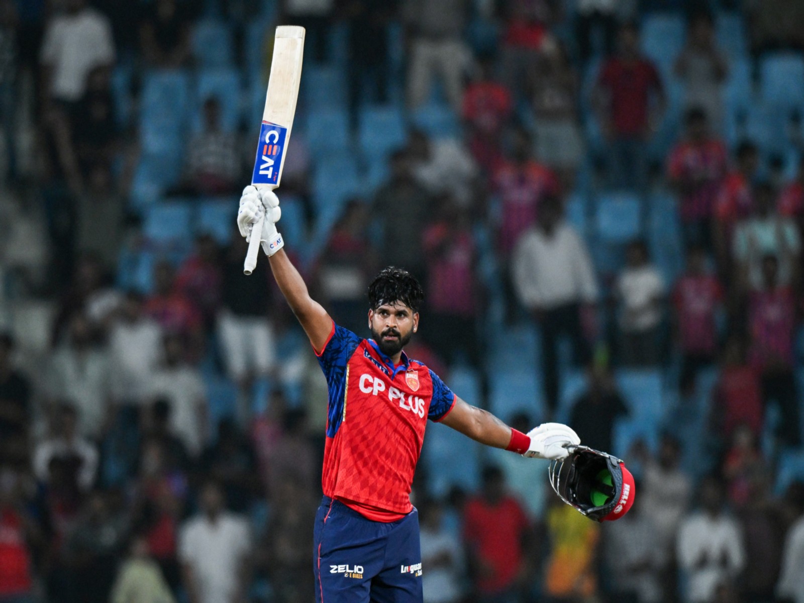 PBKS captain Shreyas Iyer celebrating his maiden IPL ton (Photo: ANI)