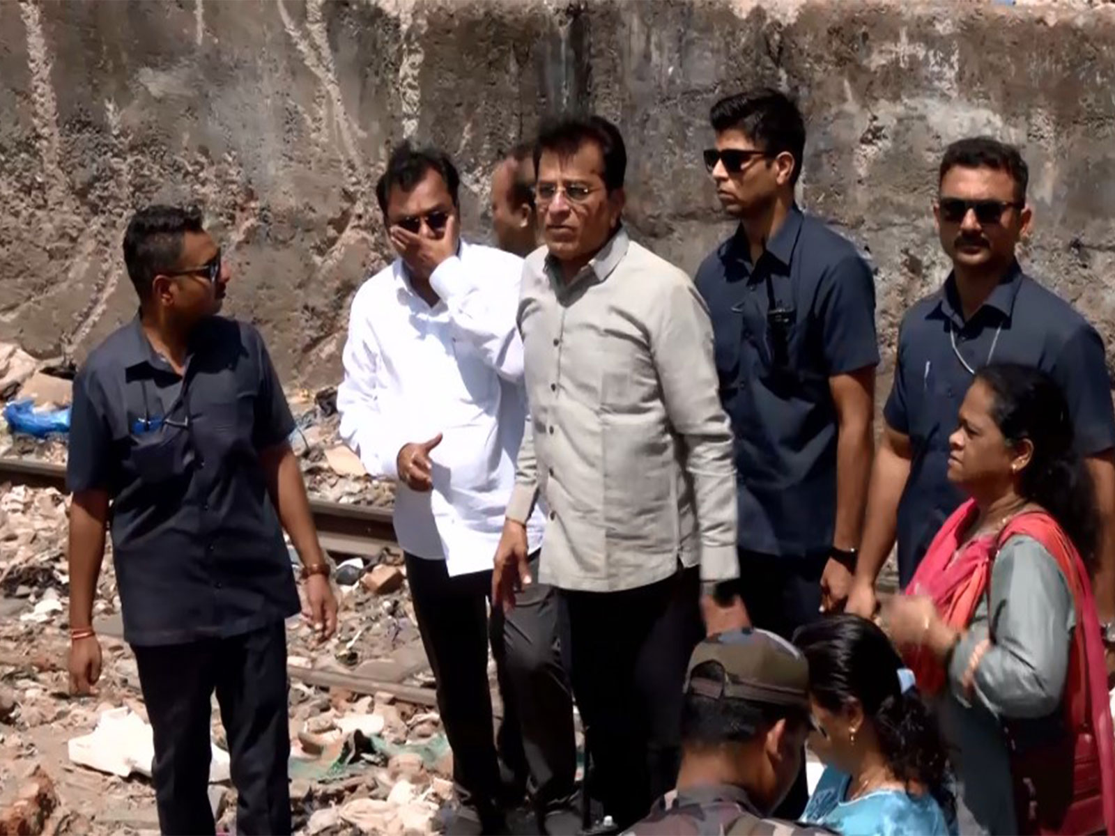 BJP leader Kirit Somaiya visits demolition site (Photo/ANI)