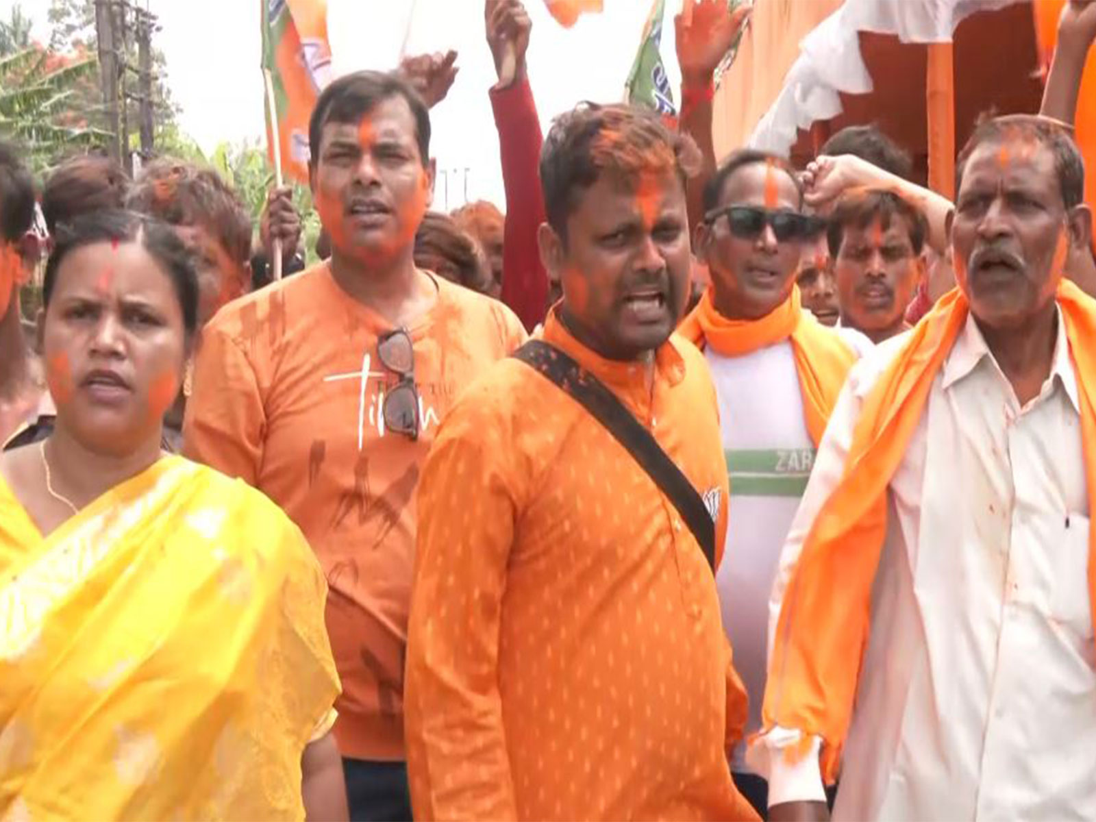 BJP workers celebrating party's win in Falta assembly seat (Photo/ANI)