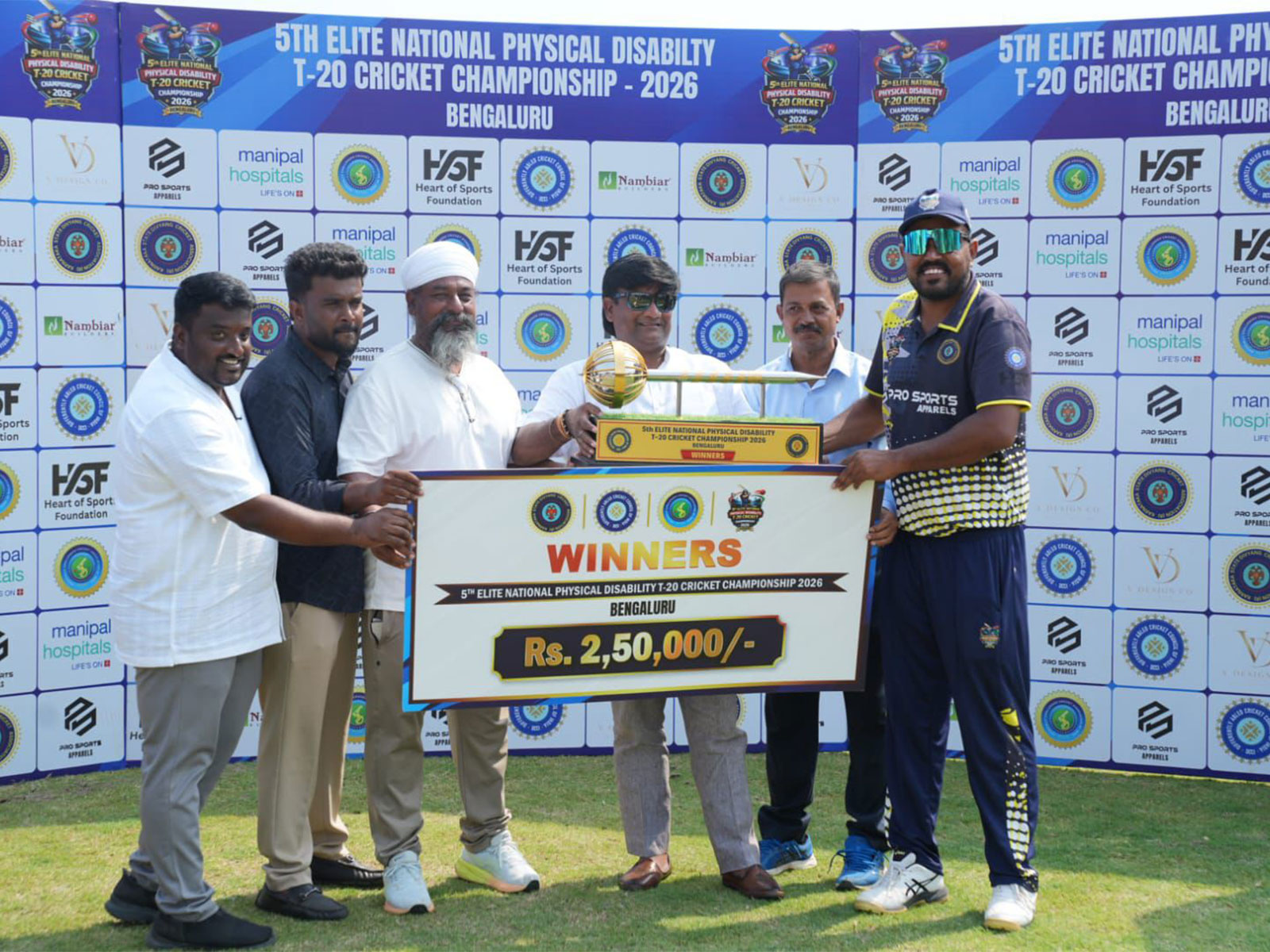 Uttar Pradesh lifting 5th Elite National Divyang T-20 Cricket Championship trophy (Image: DCCI)