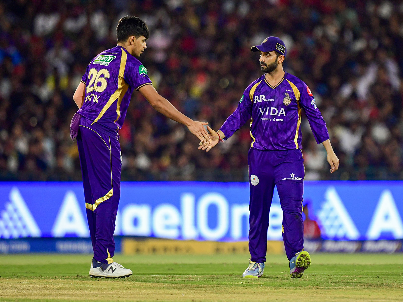 Kolkata Knight Riders' Kartik Tyagi and skipper Ajinkya Rahane. (Photo/ANI)  