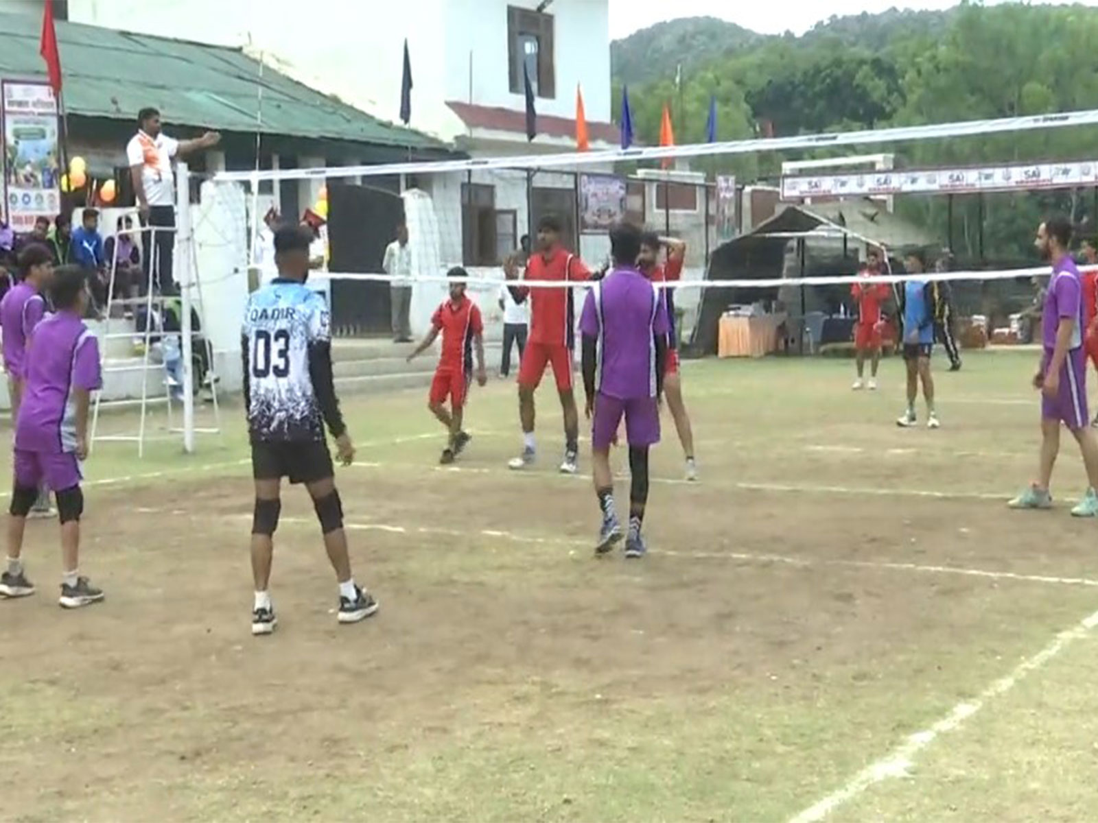 Voleyball match underway at the Spandan-organised tournament (Photo: ANI)