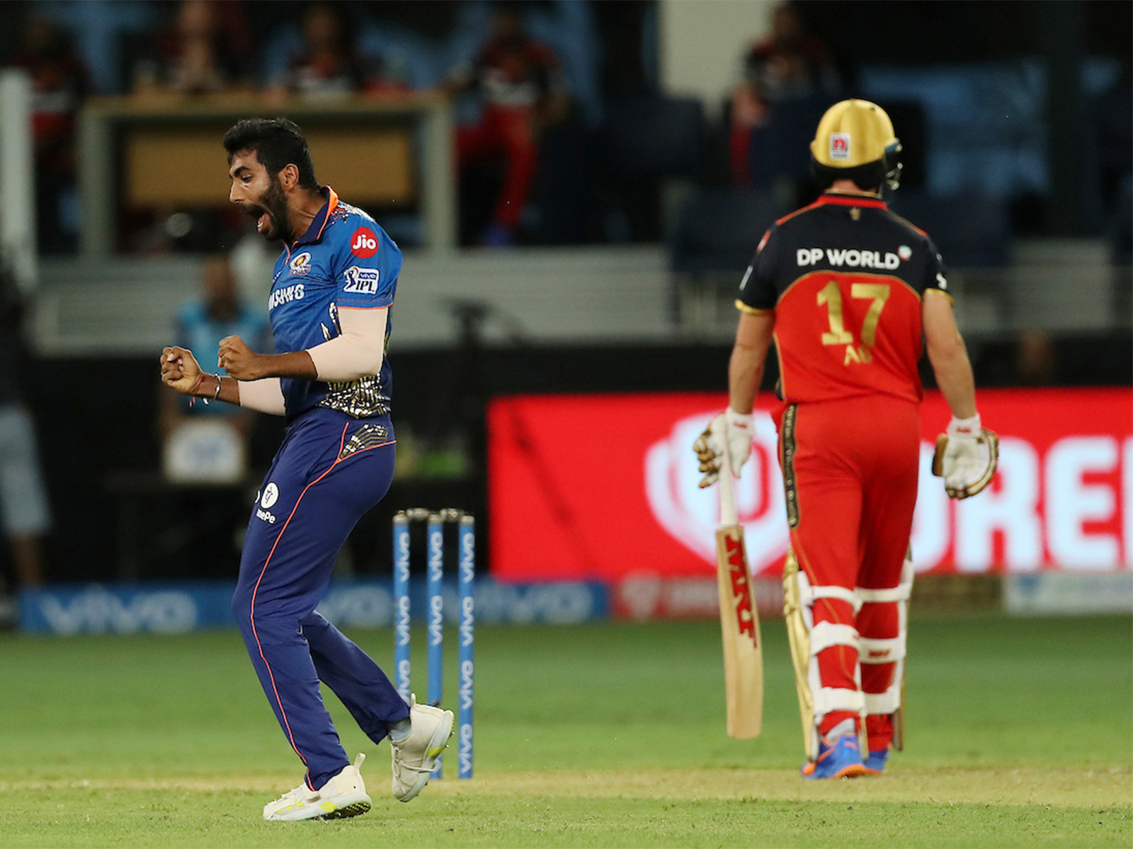 AB de Villiers and Jasprit Bumrah (Photo/ANI)