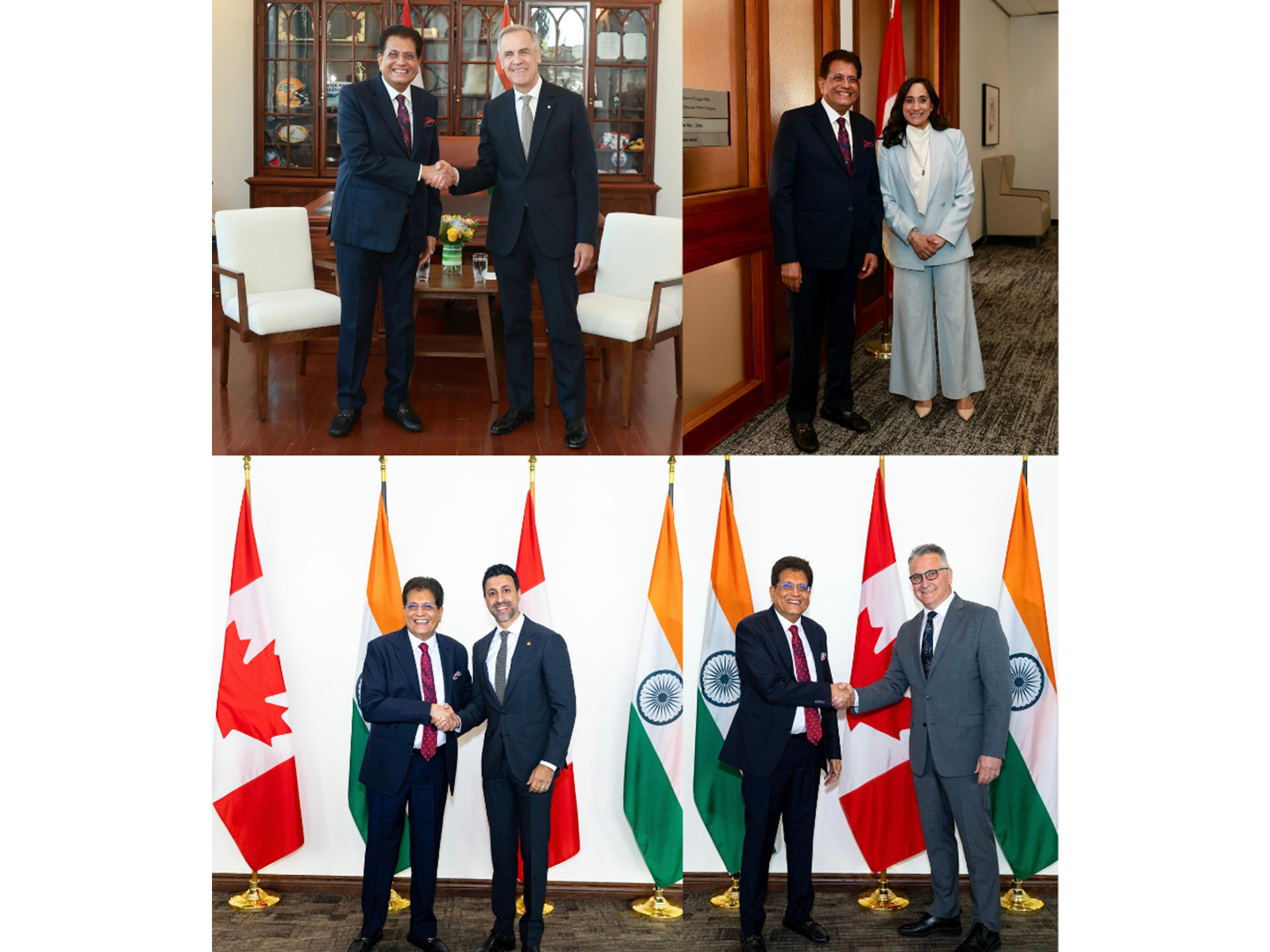 Union Minister Piyush Goyal; Canadian Prime Minister Mark Carney; Canadian Foreign Minister Anita Anand; Canadian International Trade Minister Maninder Sidhu; Canadian Agriculture & Agri-Food Heath Minister MacDonald (Photo/@PiyushGoyal)