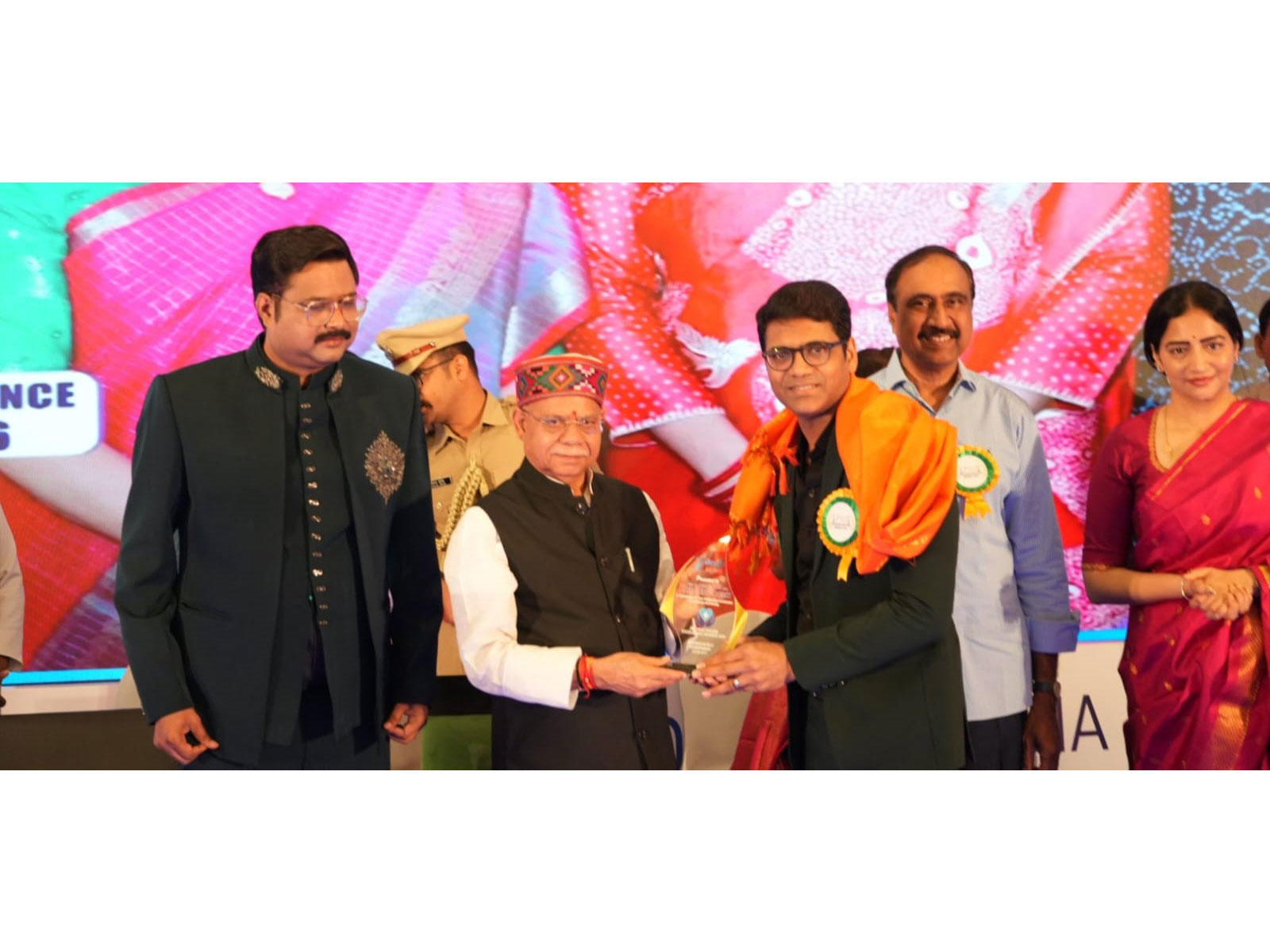 Sridhar Peddireddy, Founder & CEO of Renova Hospitals Receiving Award from Governor of Telangana, Shiv Pratap Shukla
