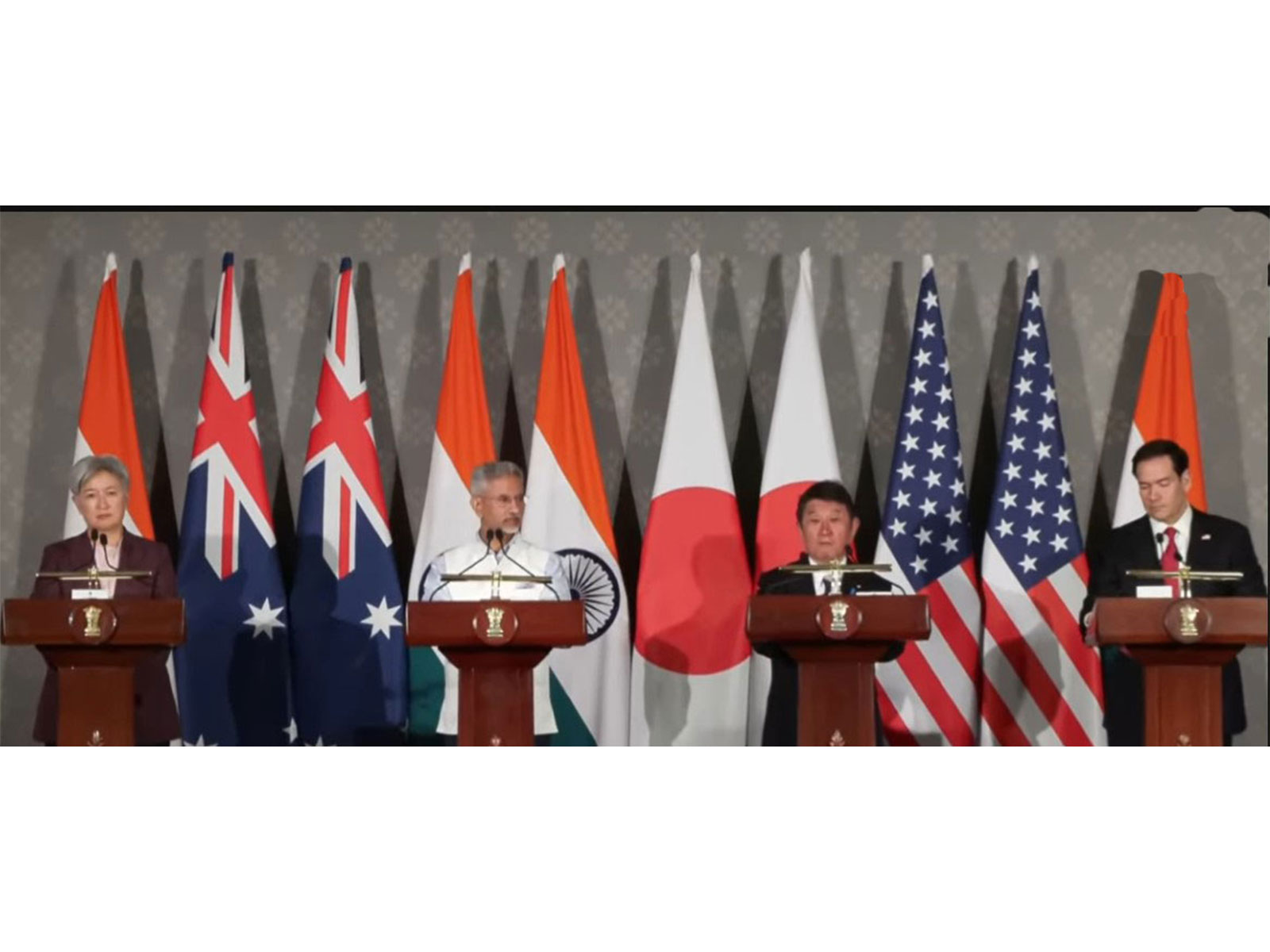 Penny Wong, S Jaishankar, Toshimitsu Motegi  and Marco Rubio in New DElhi on May 26, 2026 (Photo/ANI)