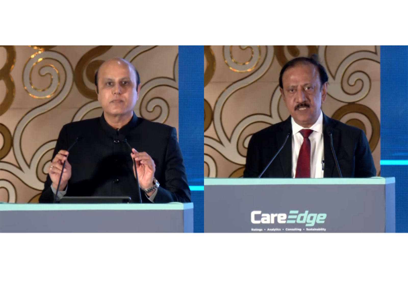  Mehul Pandya, MD & Group CEO, CareEdge (L) and V Chandrasekaran, Chairman, Careedge Ratings (R) (Photo/ANI)