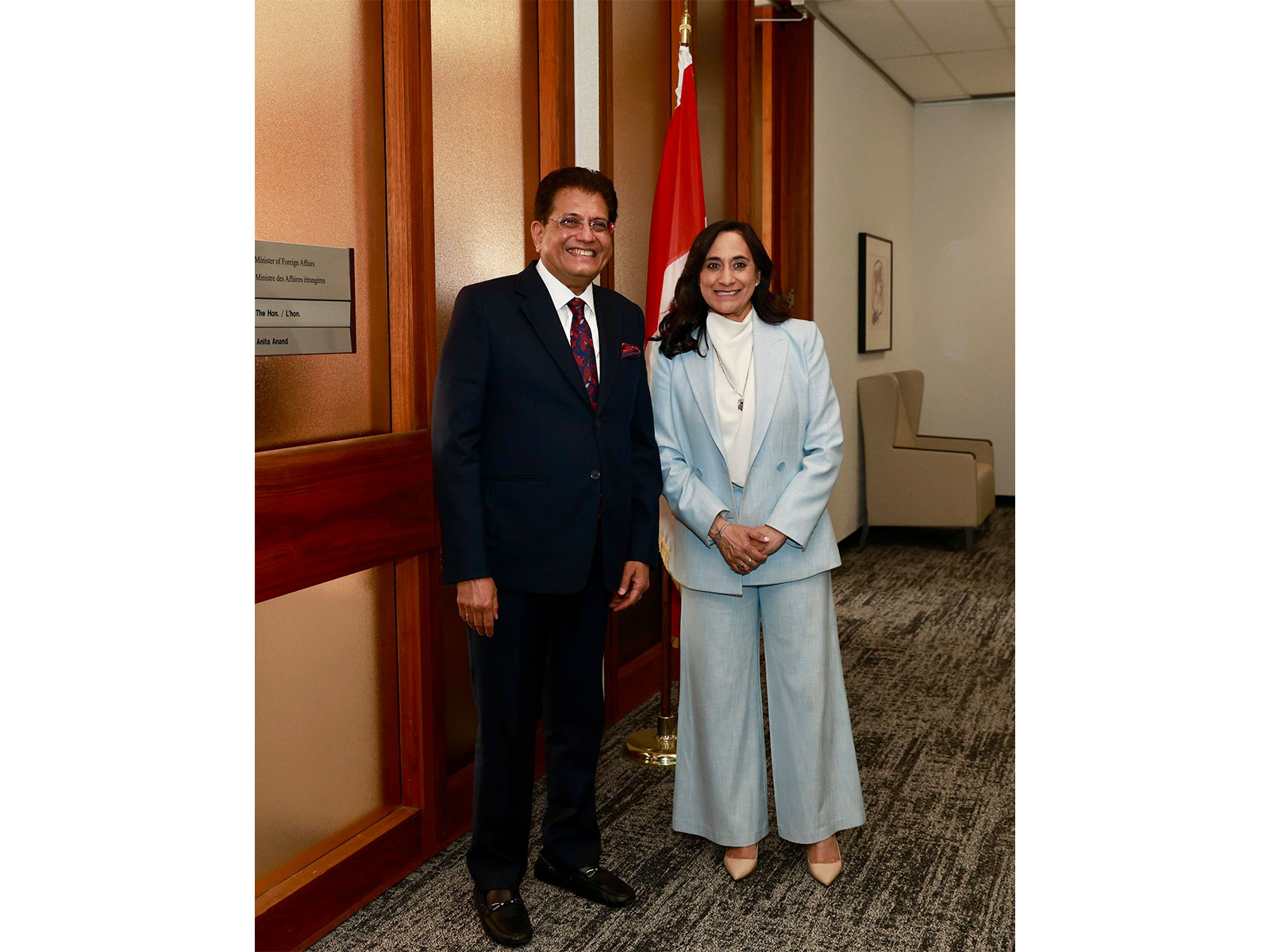 Union Minister Piyush Goyal meets Canadian Foreign Minister Anita Anand (Photo/X@PiyushGoyal)