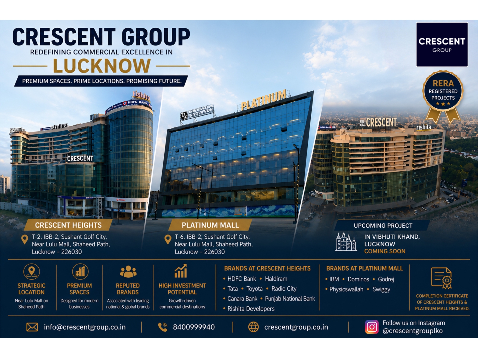 Crescent Group Strengthens Lucknow's Commercial Real Estate Landscape with Crescent Heights and Platinum Mall