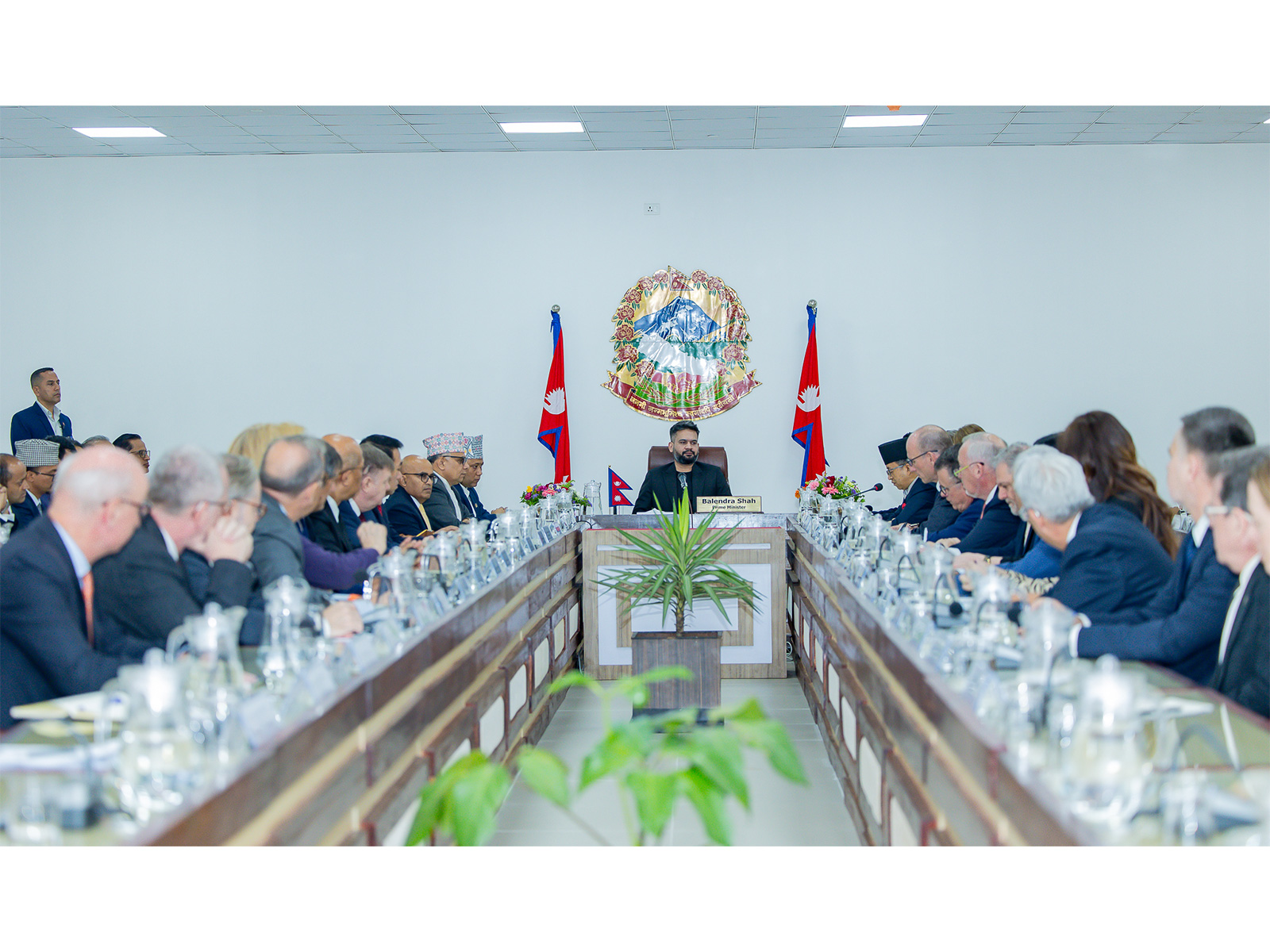 Nepal PM Balendra Shah interacts with EU delegation in Kathmandu. (Image Source: PMO, Nepal)