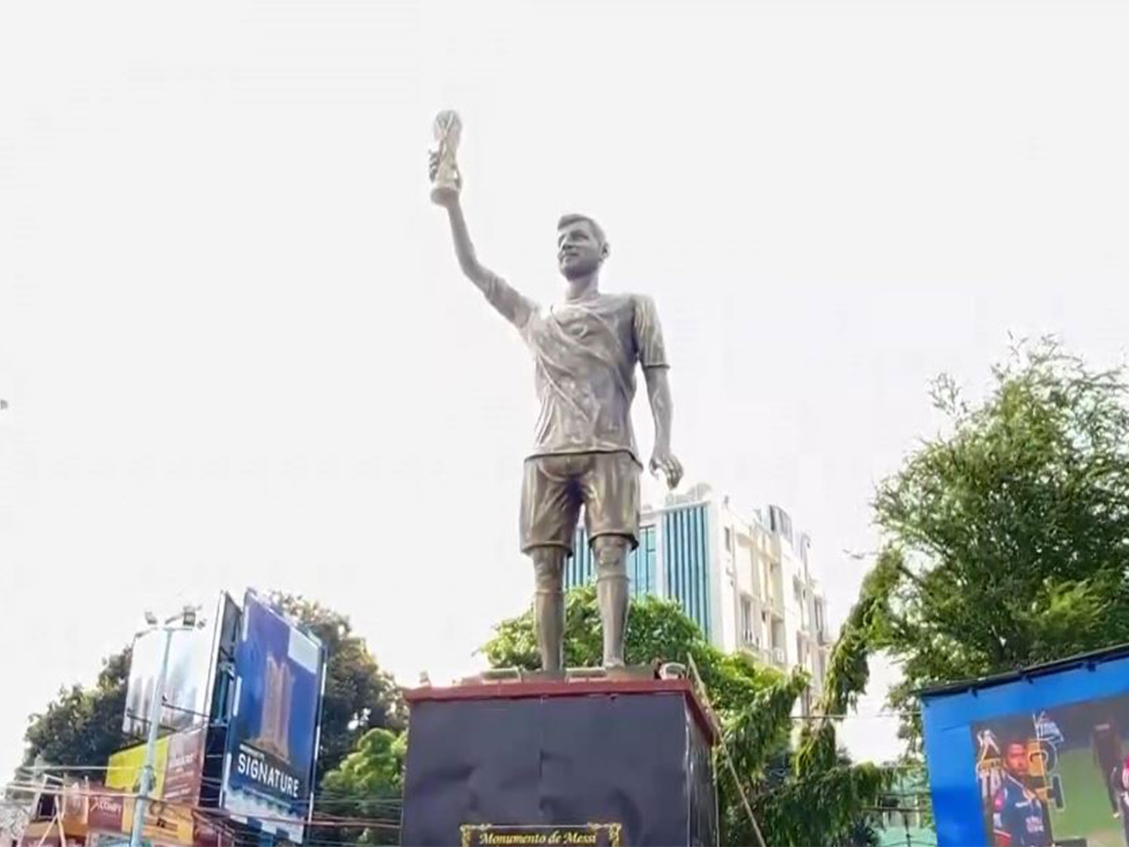 Lionel Messi statue in Kolkata. (Photo: ANI)