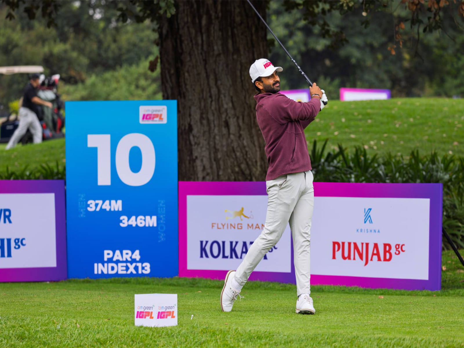 Manav Shah in action in the Indian Golf Premier League. (Photo: IGPL)
