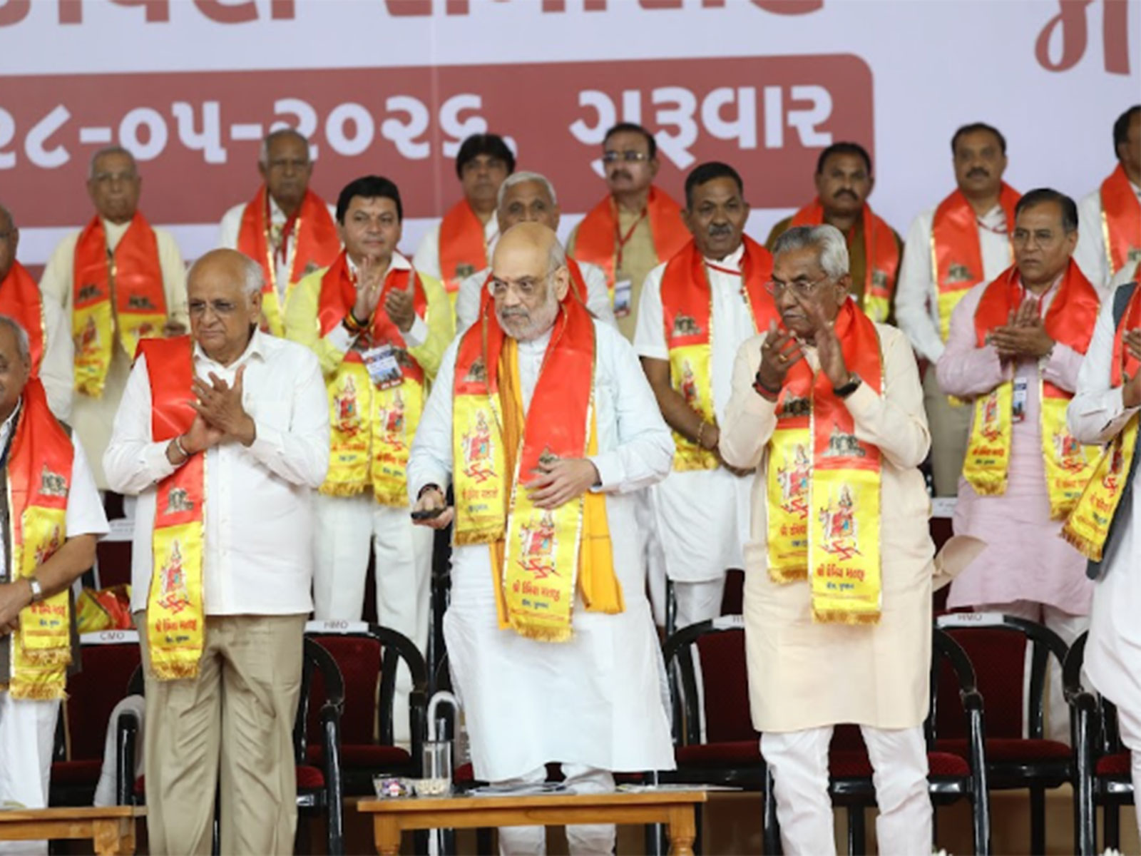 Union Home Minister Amit Shah inaugurates boys, girls hostel at Maa Umiya Dham in Ahmedabad (Photo/GujaratCMO)