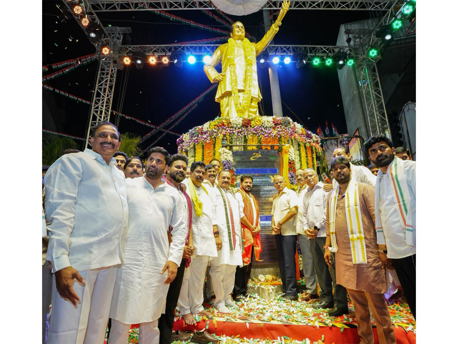 Telangana CM Revanth Reddy unveils NTR statue in Hyderabad (Photo/CMO)