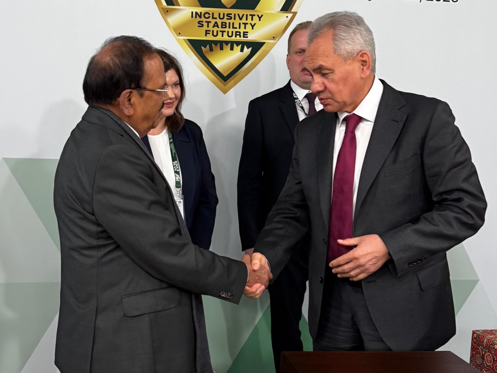 NSA Ajit Doval and Sergei Shoigu, Secretary of the Security Council of the Russian Federation (Photo: X@IndEmbMoscow)