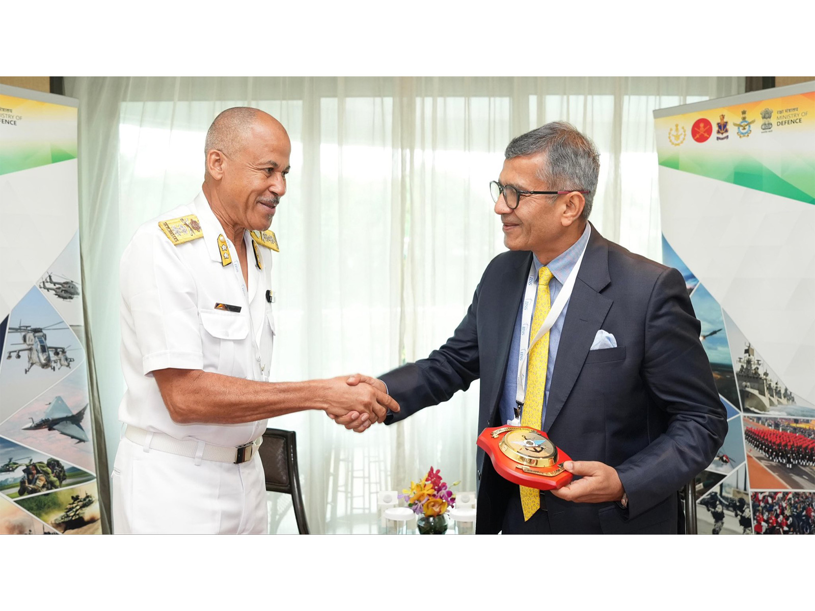 Defence Secretary Rajesh Kumar Singh with Chief of Defence Forces, Seychelles Armed Forces Major General Micheal Rosette (Photo/X/@SpokespersonMoD)