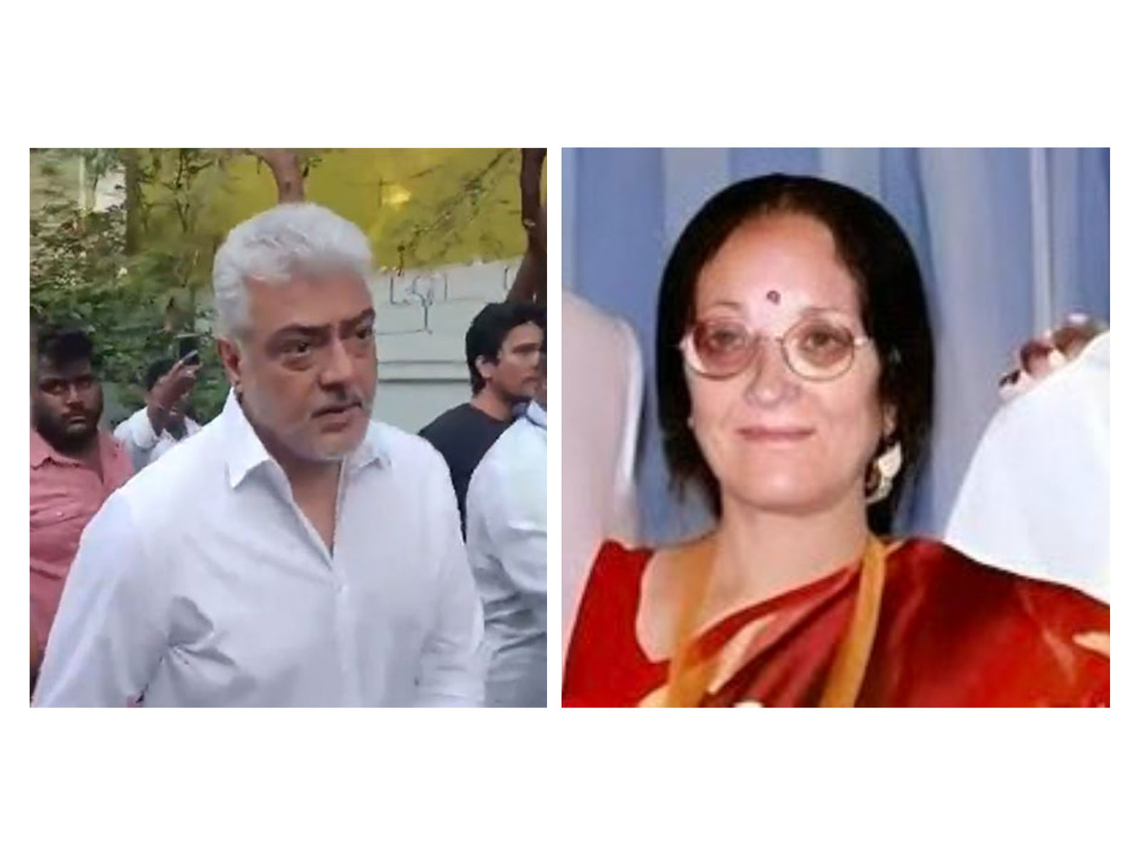 Ajith Kumar (Image source: ANI), Late  Mohini Mani (Image source: X/@AmmavinVazhi)