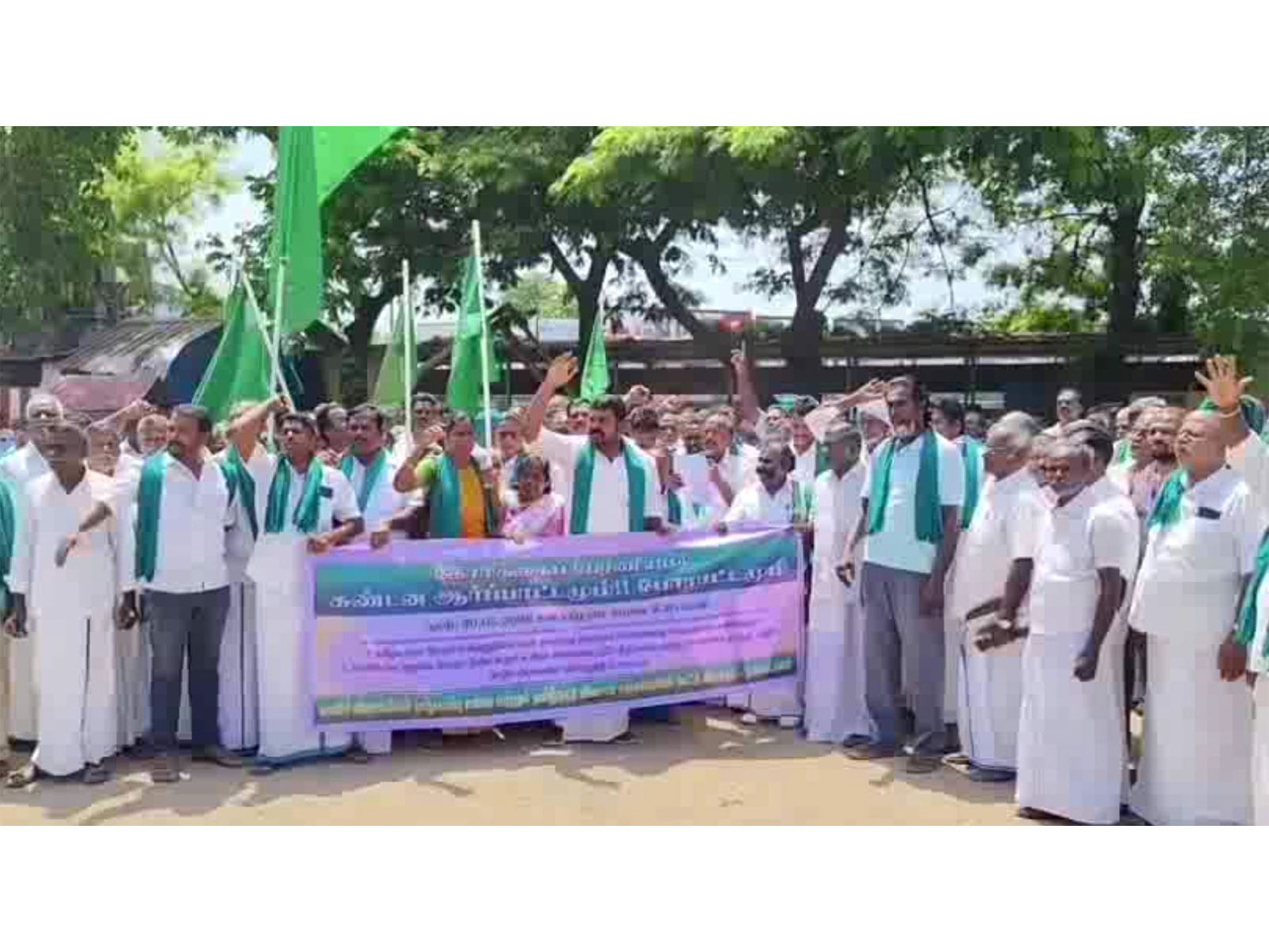 Tamil Nadu farmers protesting in Nagapattinam against TVK government (Photo/ANI)