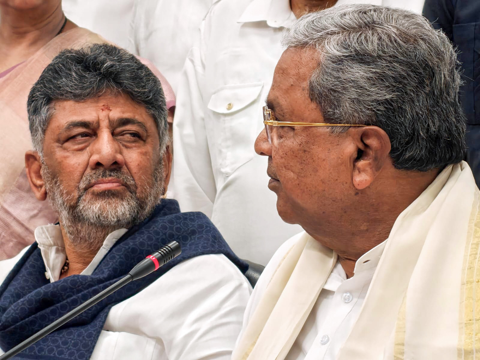 Karnataka Chief Minister Siddaramaiah and Deputy CM DK Shivakumar during a press conference (File Photo/ANI)