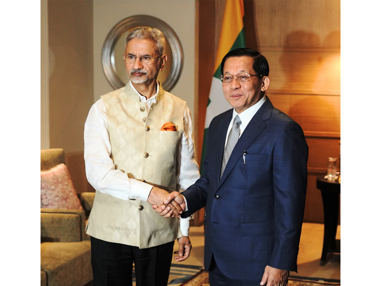 External Affairs Minister S Jaishankar with President U Min Aung Hlaing of Myanmar (Photo: X@DrSJaishankar)