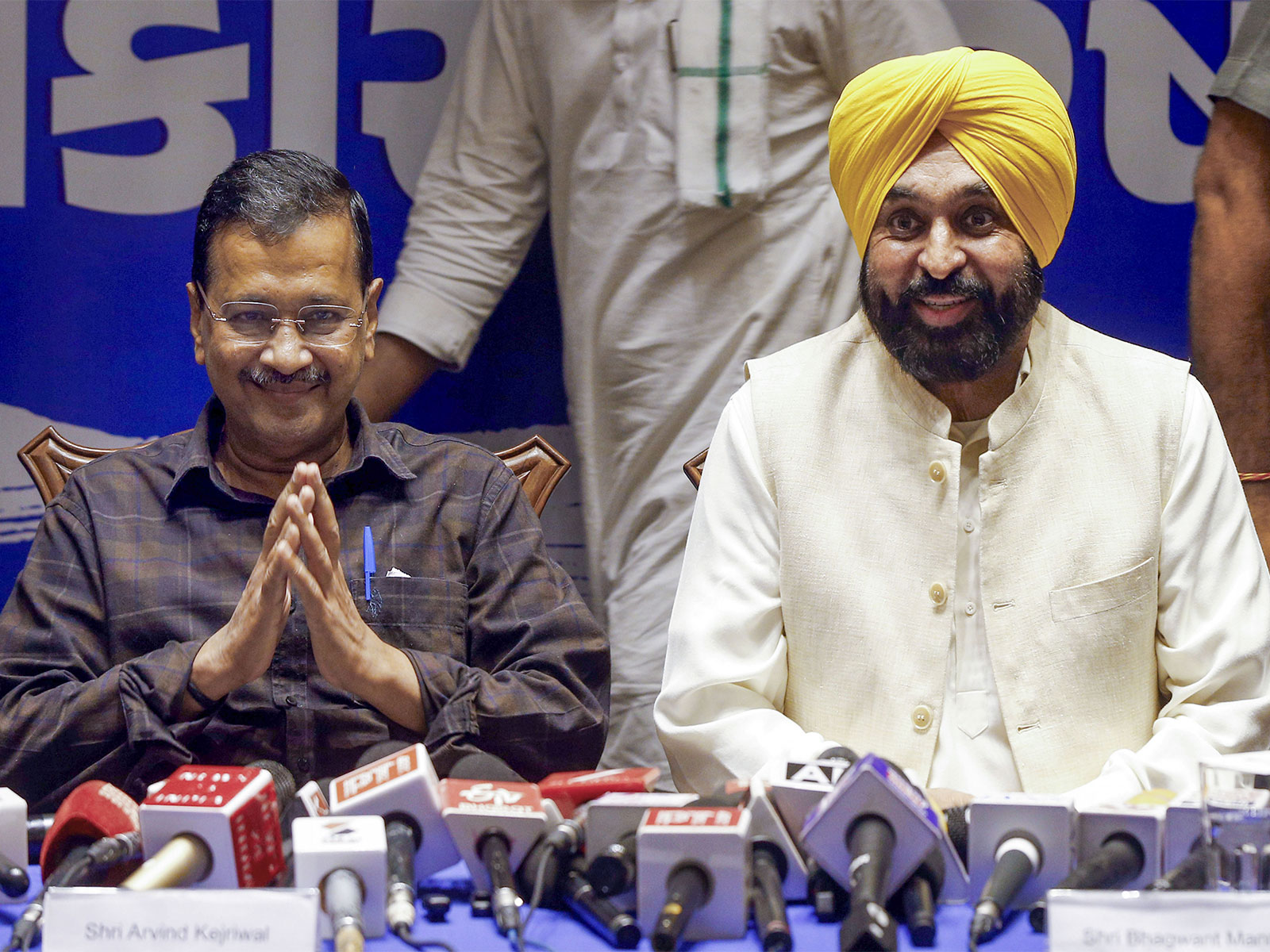 Aam Aadmi Party (AAP) National Convener Arvind Kejriwal and Chief Minister of Punjab Bhagwant Mann (File Photo/ANI)