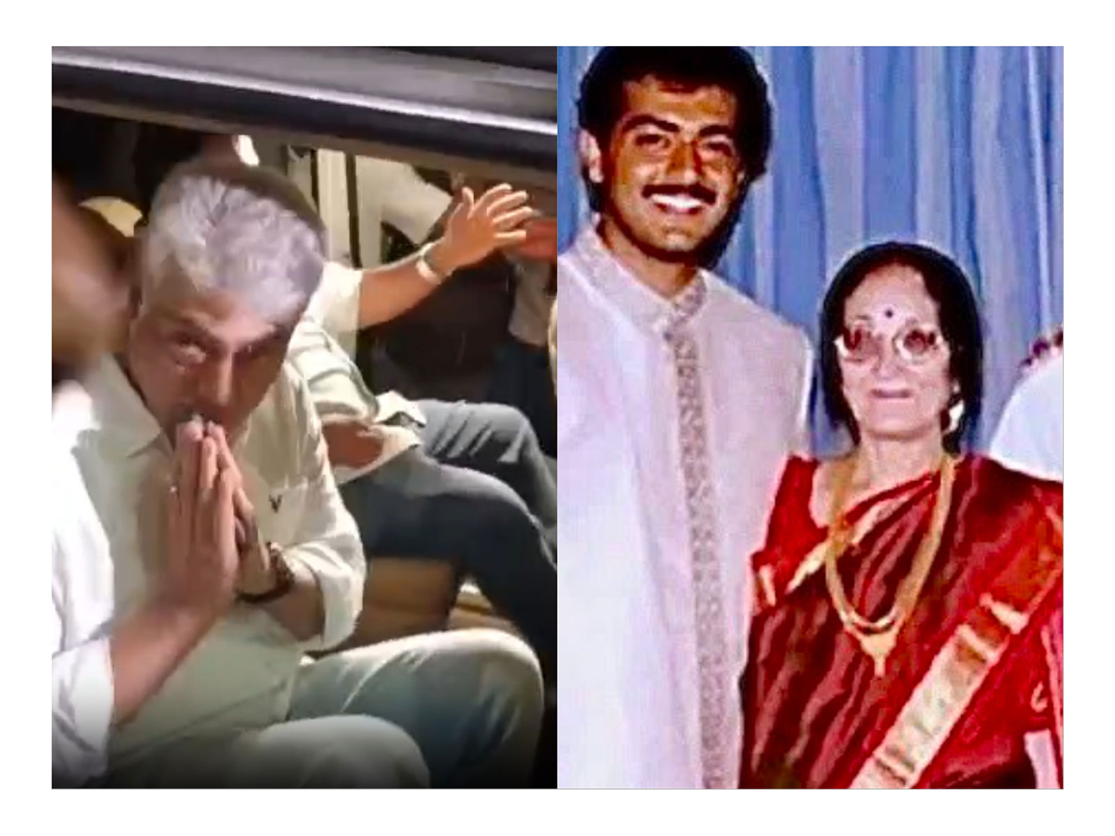 Ajith Kumar (Photo/ANI), throwback picture of Ajith Kumar with her mother (Photo/X@EPSTamilNadu)@