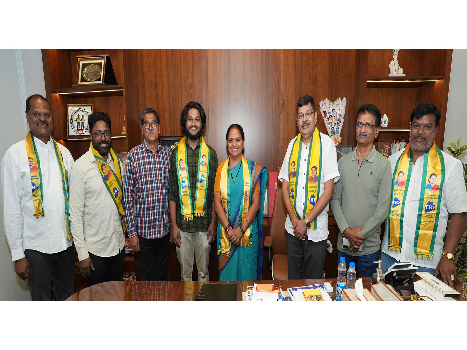 Journalist Akash Kolluru joins TRS (Photo/ANI)