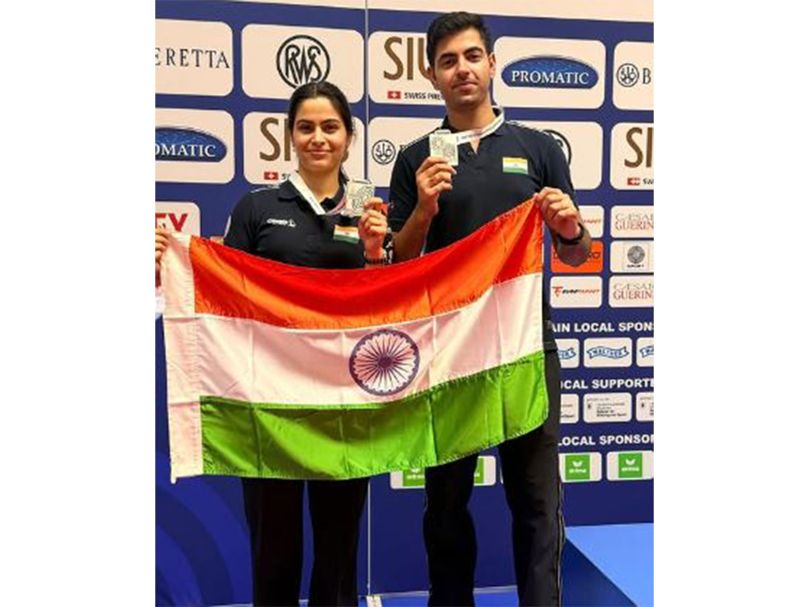 Manu Bhaker (left) and Samrat Rana (right)