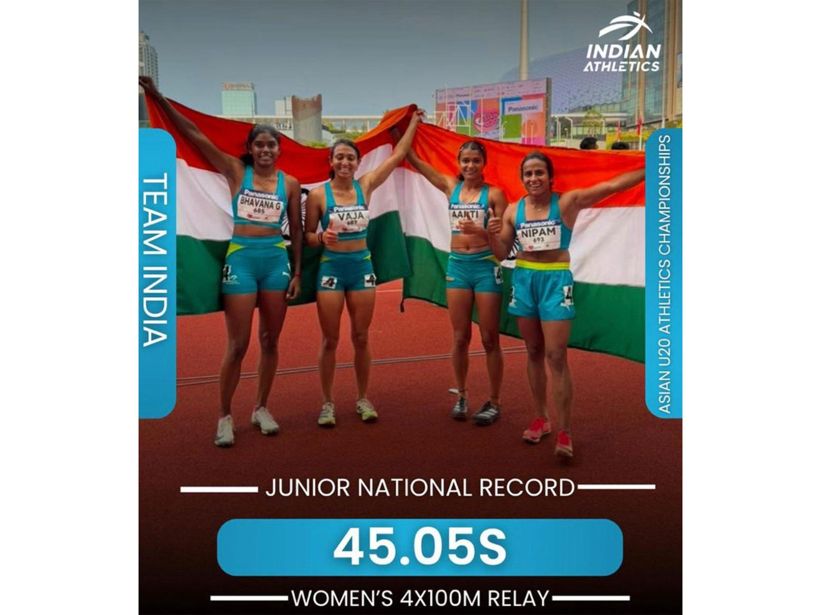 The Indian women's 4x100 m relay team. (Photo: @afiindia X)