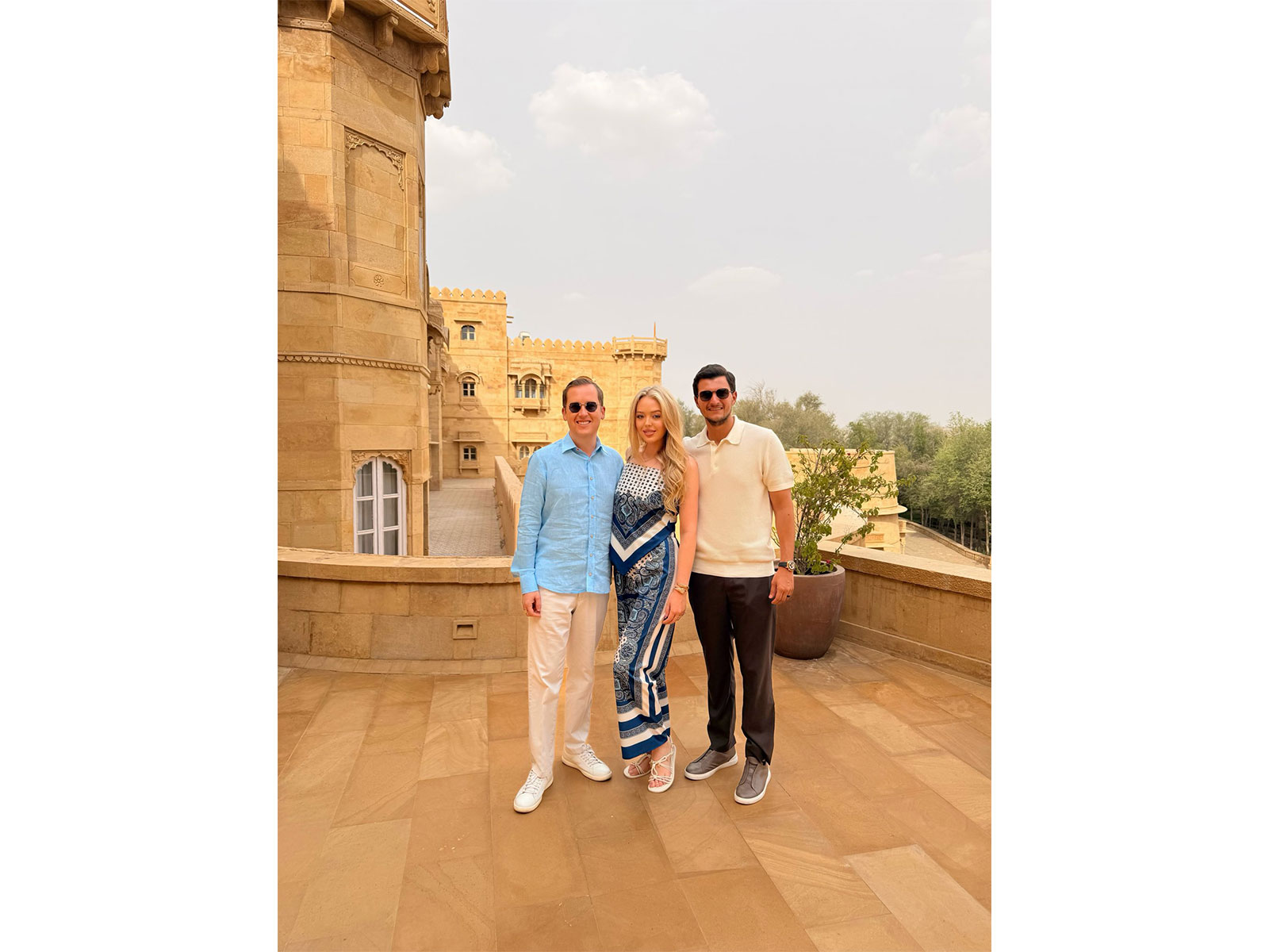 S President's daughter Tiffany Trump and his son-in-law, Michael Boulos with US Ambassador to India, Sergio Gor (Photo: X@TiffanyATrump)
