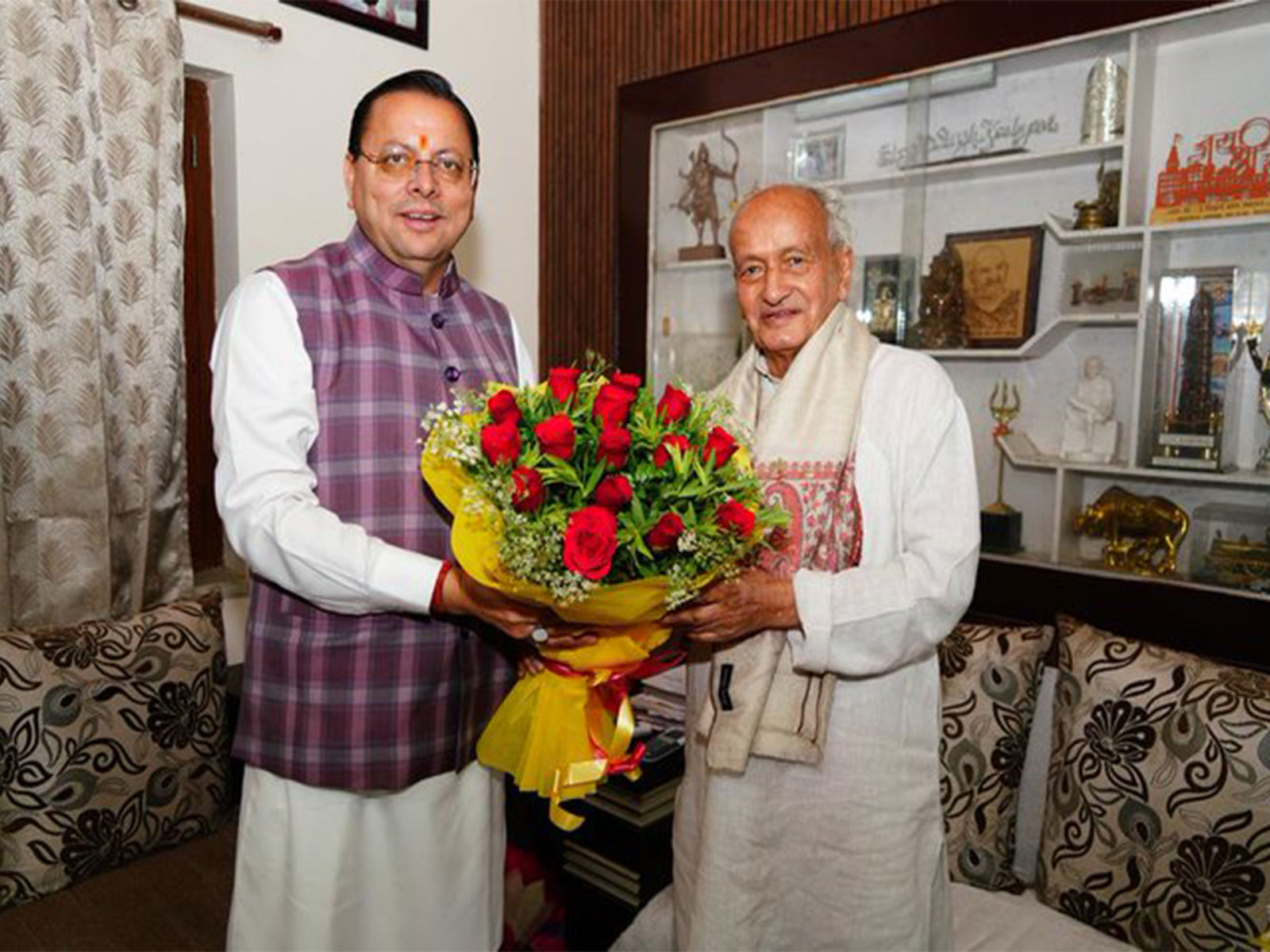 Uttarakhand CM Pushkar Singh Dhami with Bhagat Singh Koshyari (Photo: @pushkardhami/X)