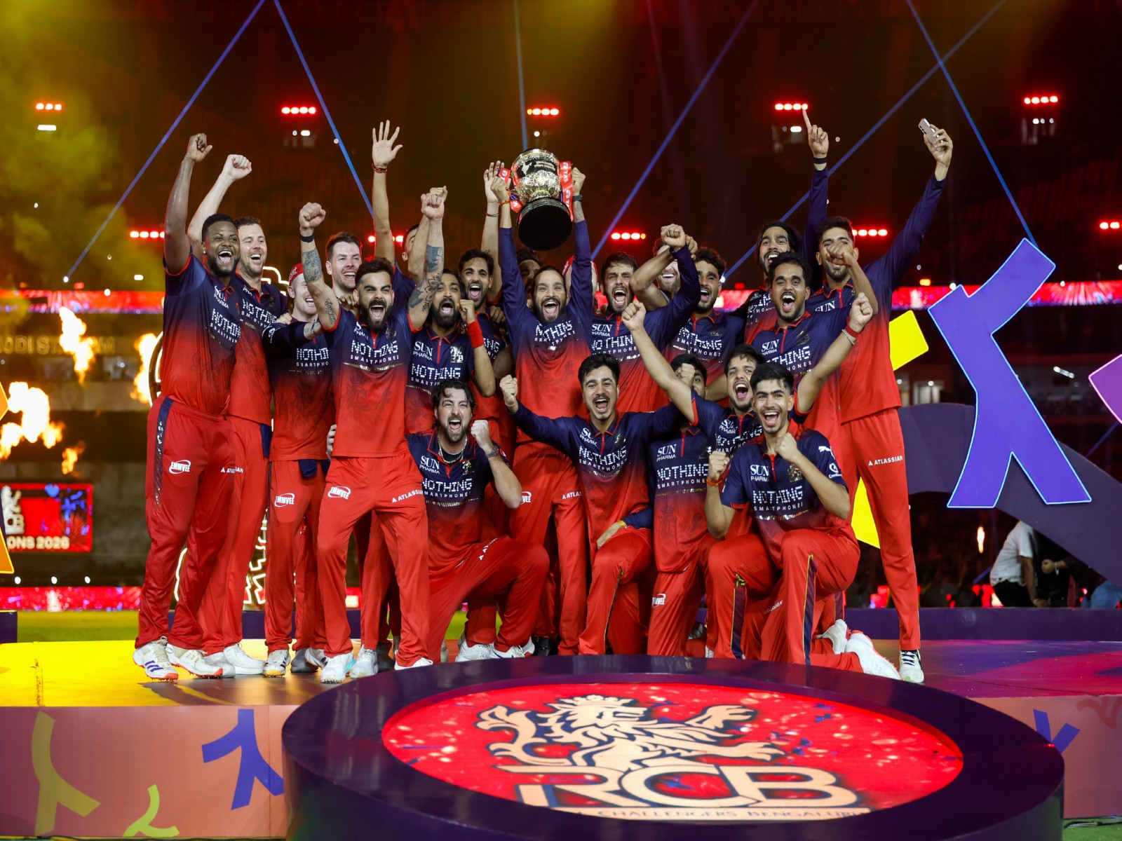 RCB players celebrating with trophy after IPL 2026 final win (Photo: X/@IPL)