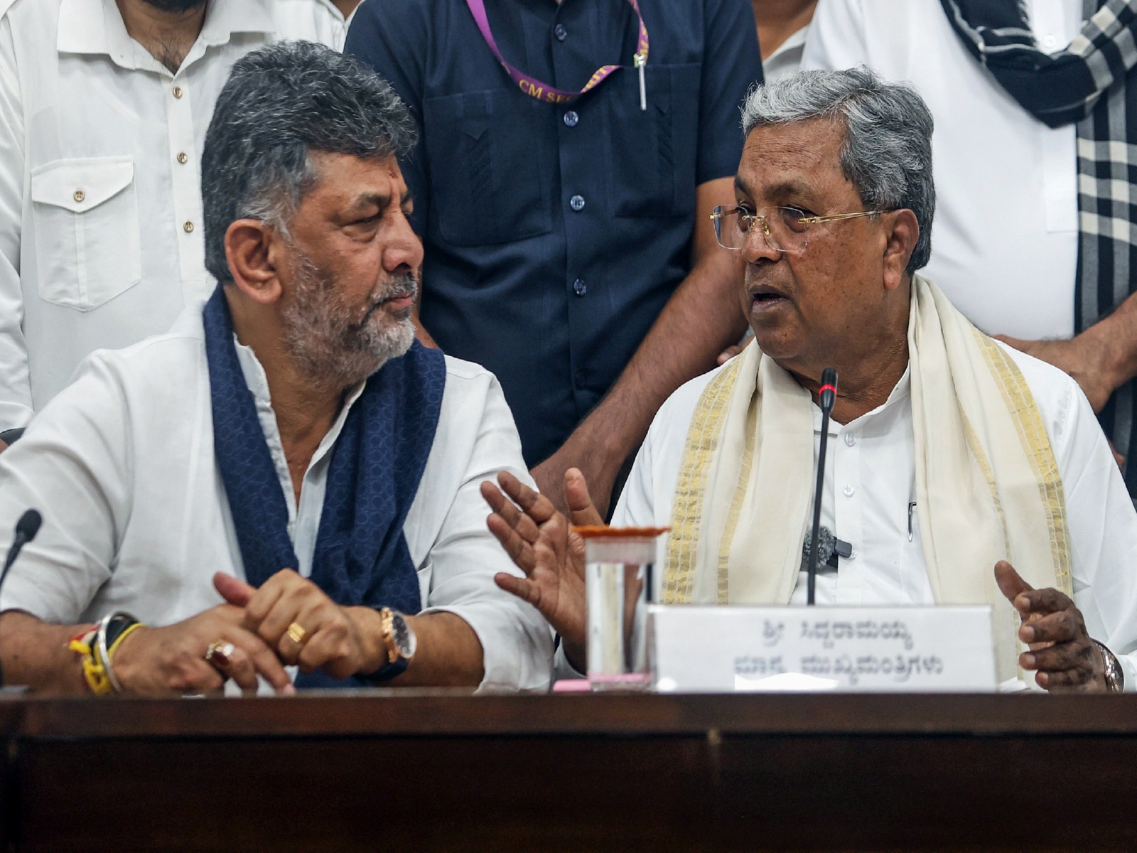 Karnataka CM-designate DK Shivakumar and caretaker CM Siddaramaiah (File Photo/ANI)
