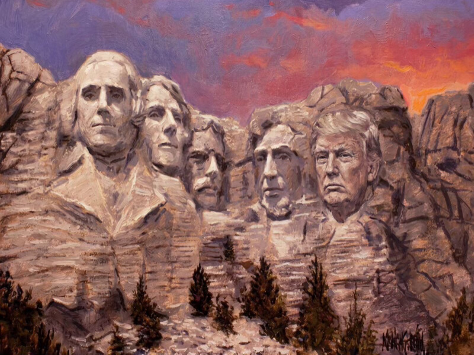 An AI-generated image shared by US President Donald Trump depicts his face added to the iconic Mount Rushmore National Memorial alongside four historic American leaders. (Photo: Donald Trump/Truth Social)