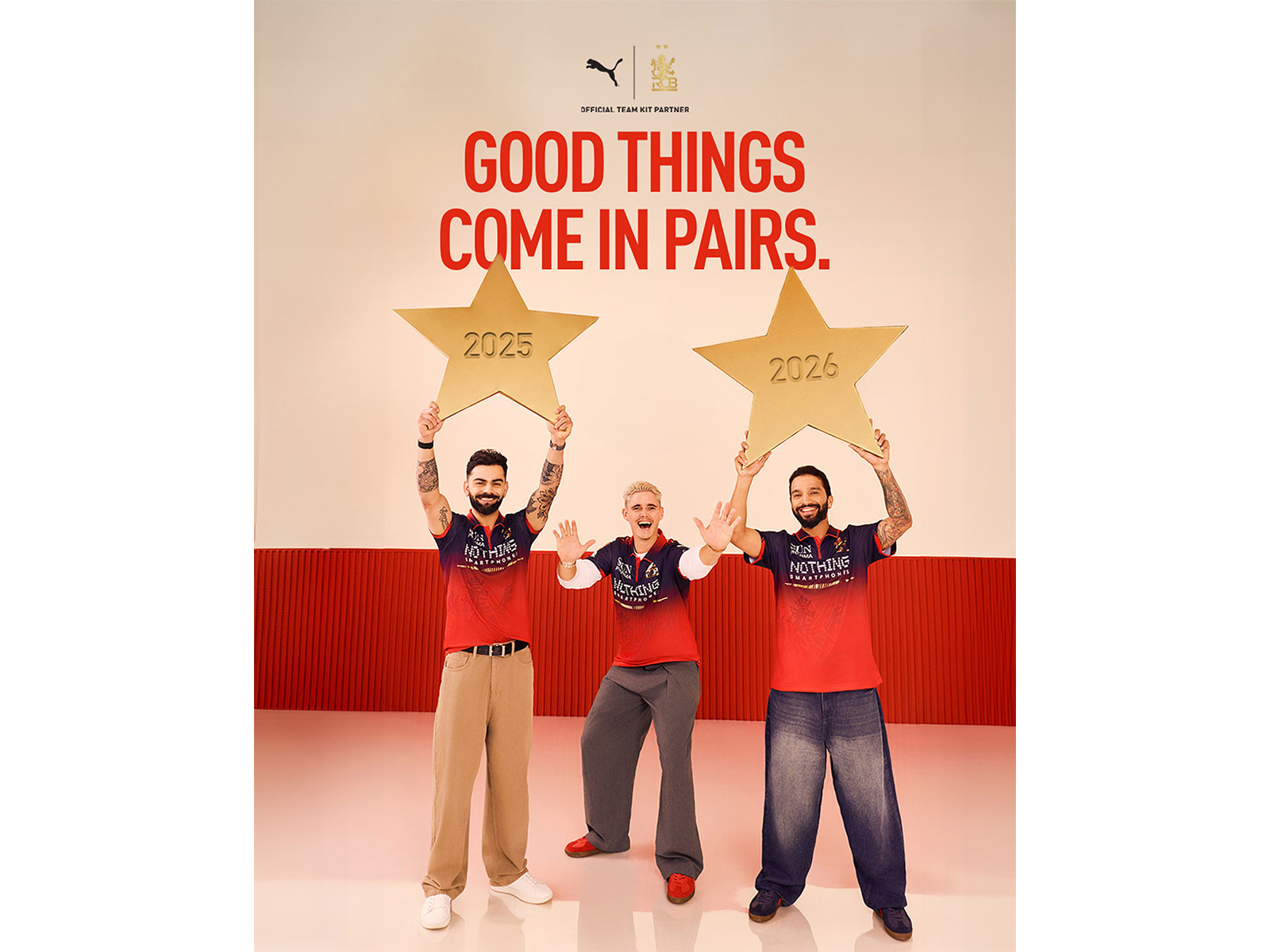 Virat Kohli, Jacob Bethell and Rajat Patidar. (Photo: PUMA India)