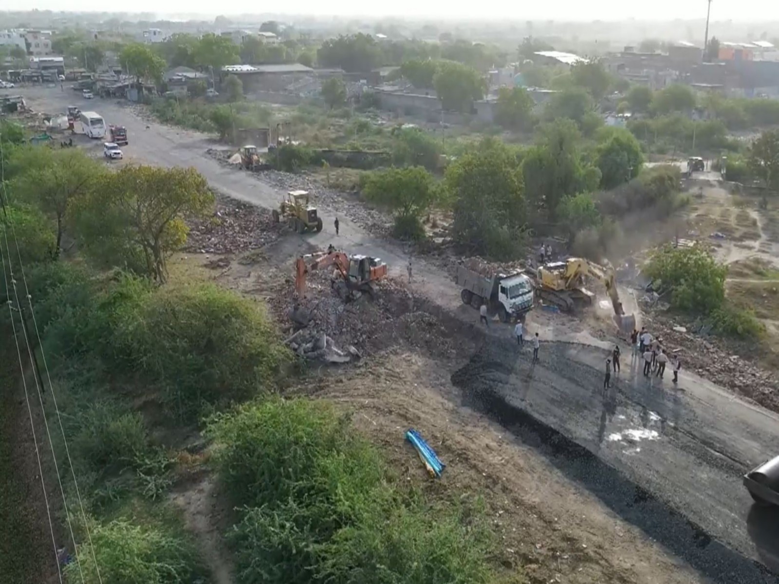 Large-scale anti-rncroachment drive in Gujarat (Photo/ANI)