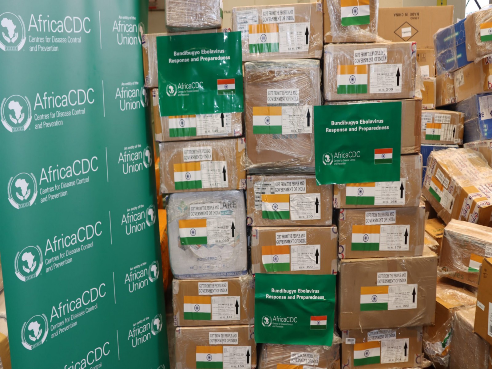 Medical supplies provided by the Government of India to support the ongoing Ebola response efforts (Photo/X/@AfricaCDC)