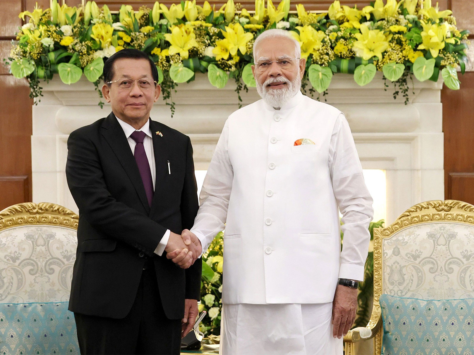Prime Minister Narendra Modi and Myanmar President U Min Aung Hlaing (Photo/X@narendramodi)