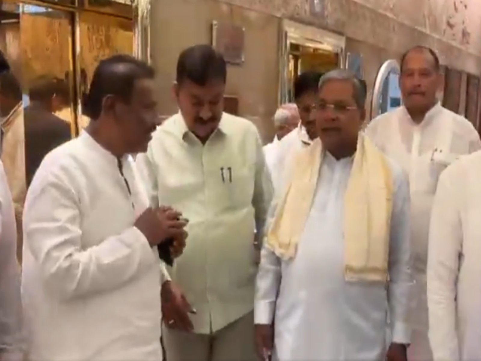 Karnataka caretaker CM Siddaramaiah leaves from a hotel in Delhi (Photo/ANI)