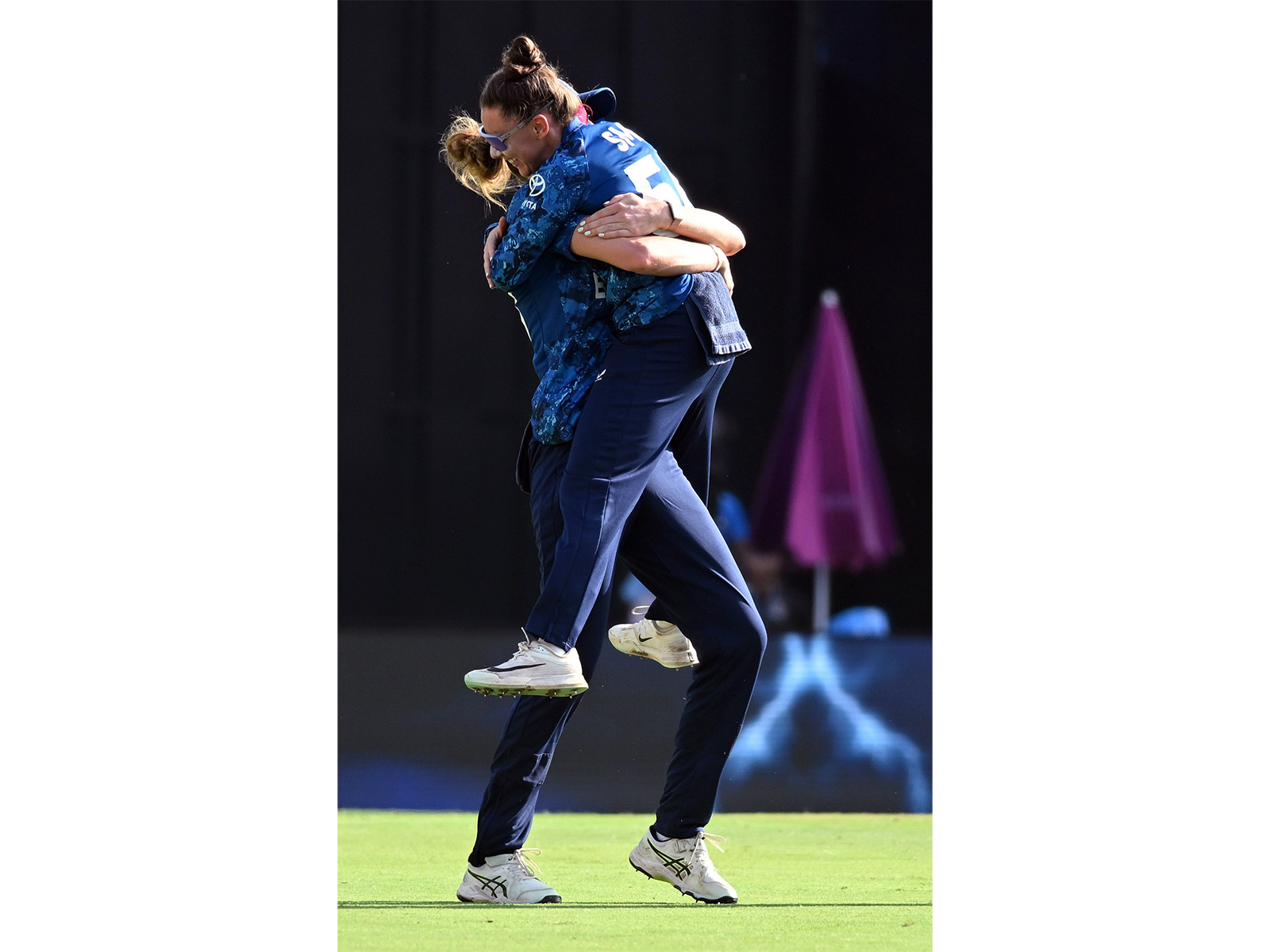 England Women's Linsey Smith, with her teammate. (Photo/ANI)