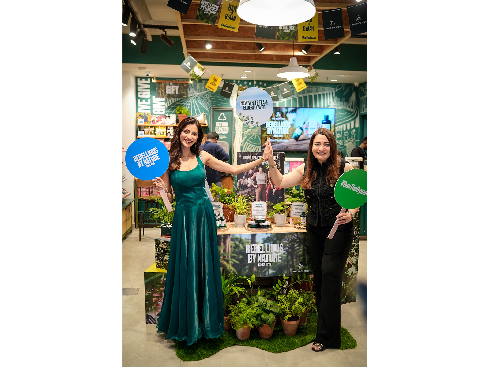Diksha Singh, Indian actor and model, and Harmeet Singh, Chief Brand Officer, The Body Shop Asia South, celebrate The Body Shop's 50th anniversary