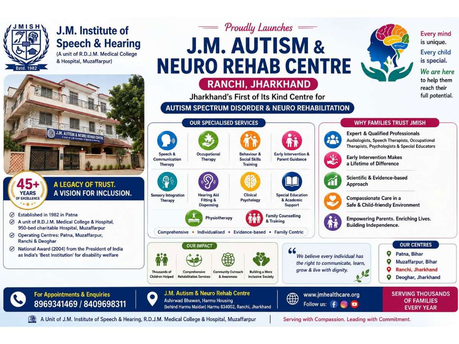 Sumanyu Bhardwaj drives J.M. Institute's mission, advancing rehabilitation, healthcare, and disability welfare programs across eastern India