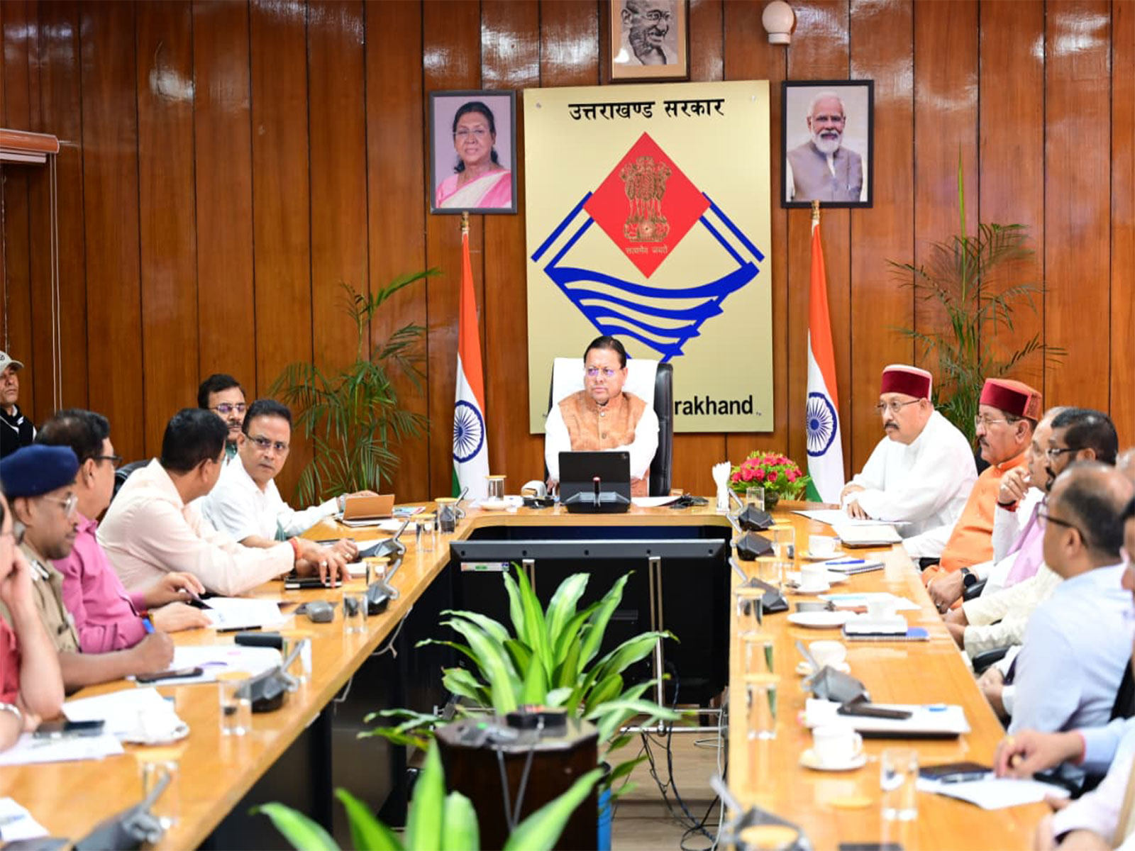 Uttarakhand CM Dhami chairs high-level review meeting (Photo/ANI)