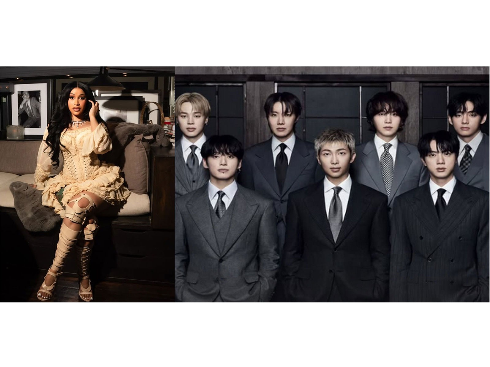 Cardi B (Photo/Instagram/@iamcardib) and BTS (Photo/@bts.bighitofficial)