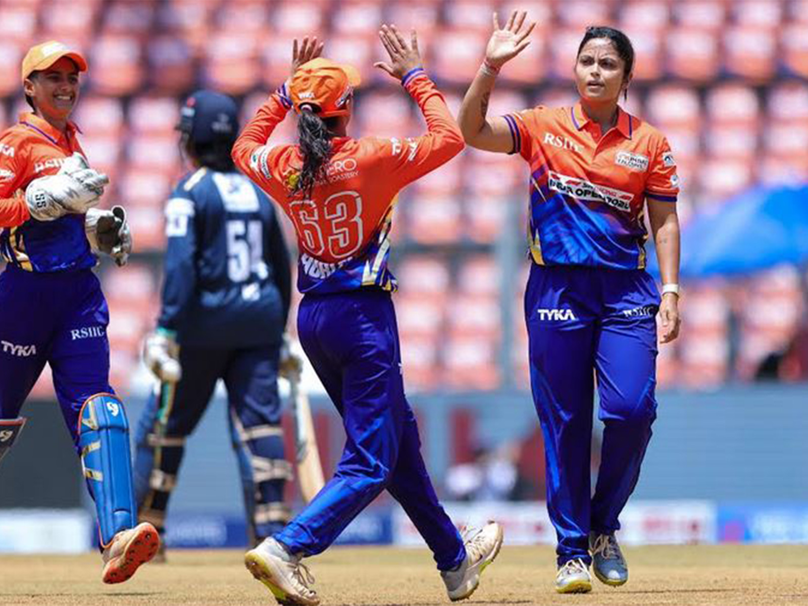SOBO Mumbai Falcons celebrate after beating Thane Sky Risers in T20 Mumbai Women's League (Image: SOBO Mumbai Falcons)