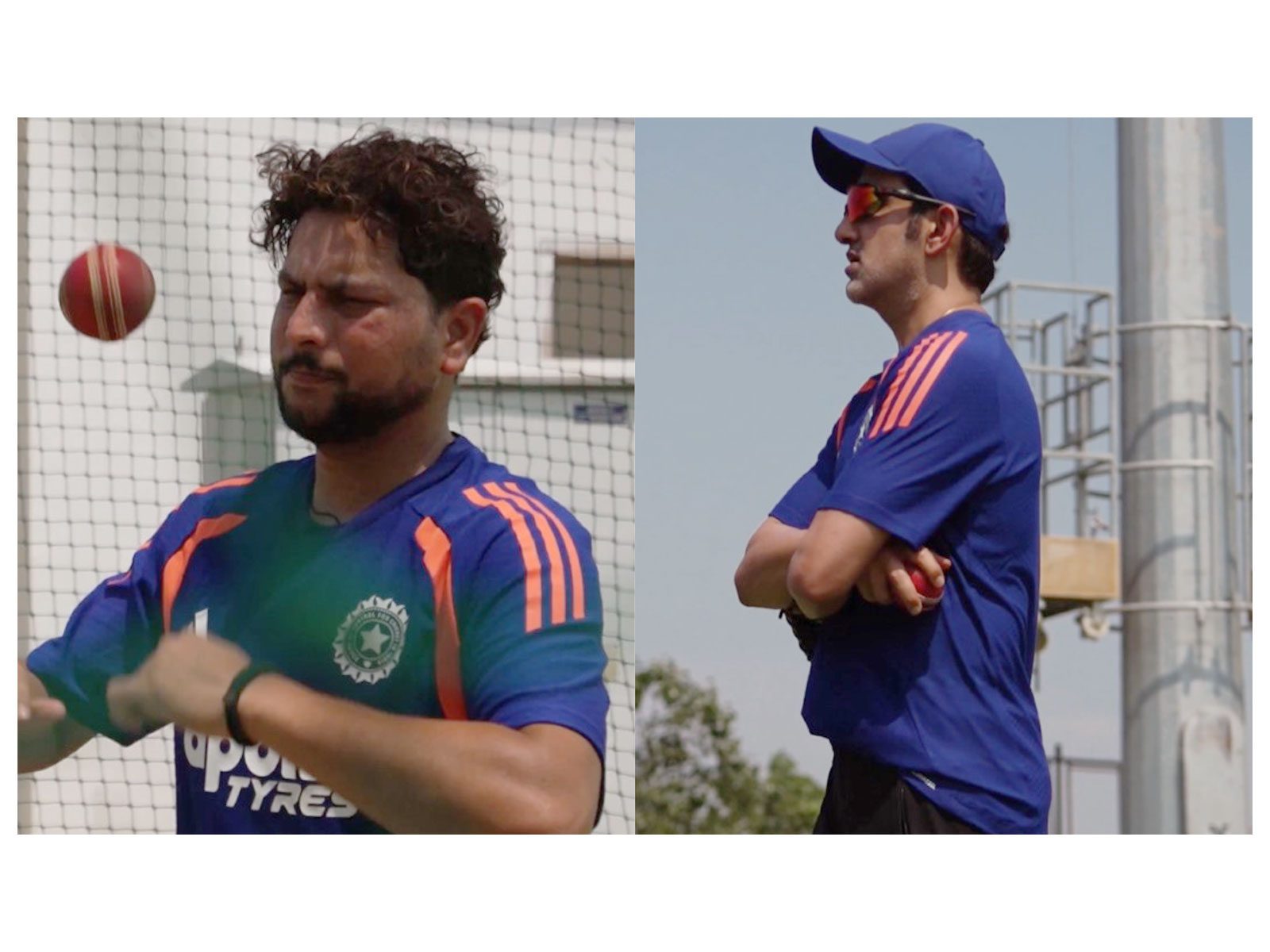 Kuldeep Yadav (left) and Gautam Gambhir (right) (Photos: X/ @BCCI)