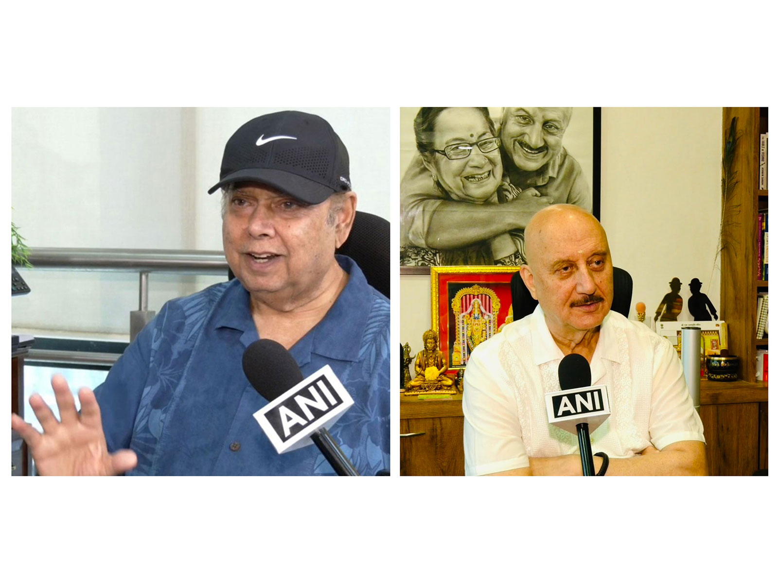 Film celebs David Dhawan and Anupam Kher (Image source: ANI)