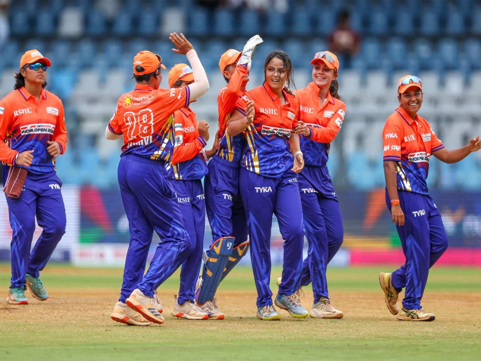 Sayali Satghare celebrating a wicket with his teammates. (Photo: MCA)