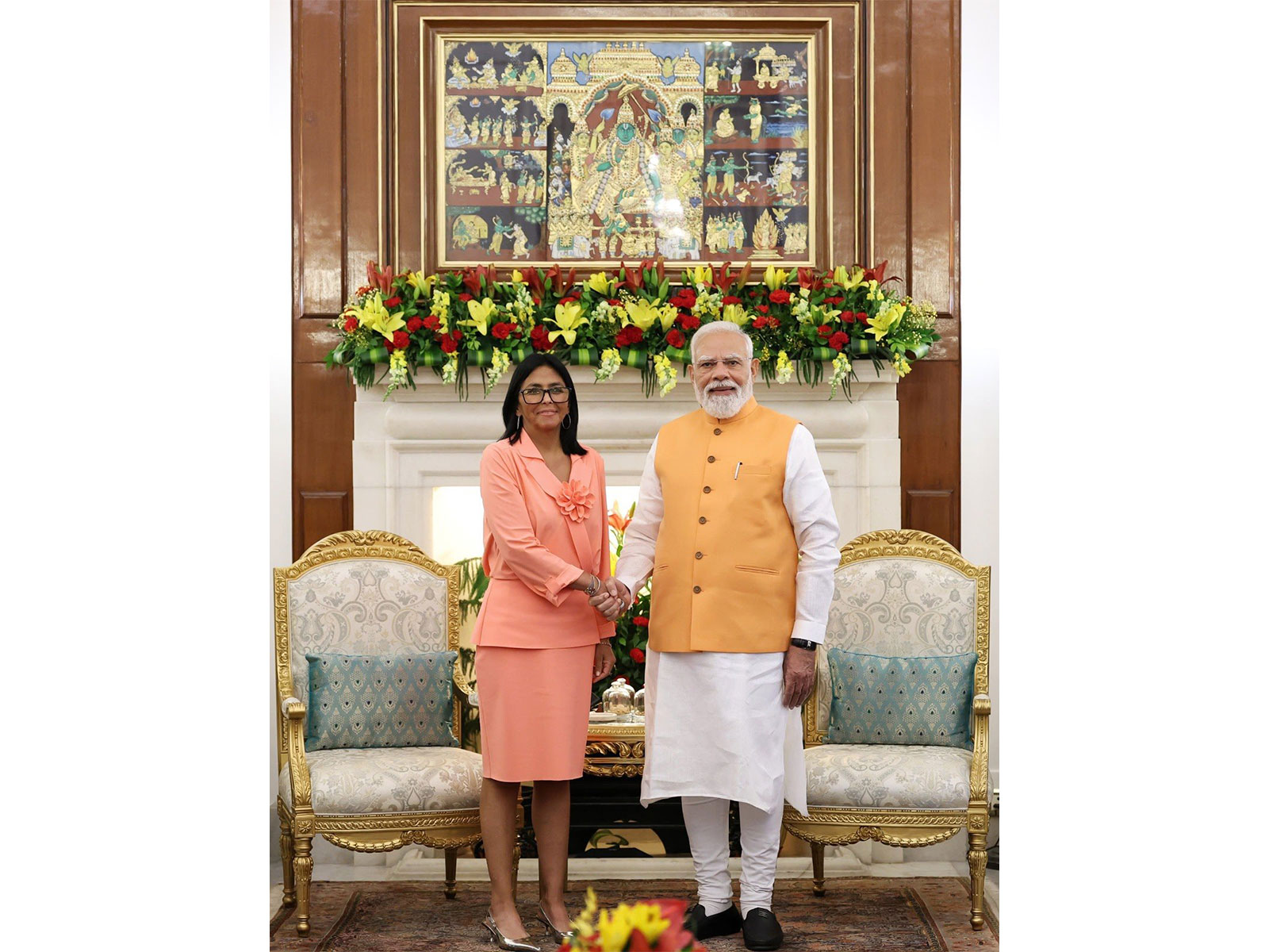 Prime Minister Narendra Modi with Acting President of Venezuela, Delcy Eloina Rodriguez Gomez (Photo: X@narendramodi)