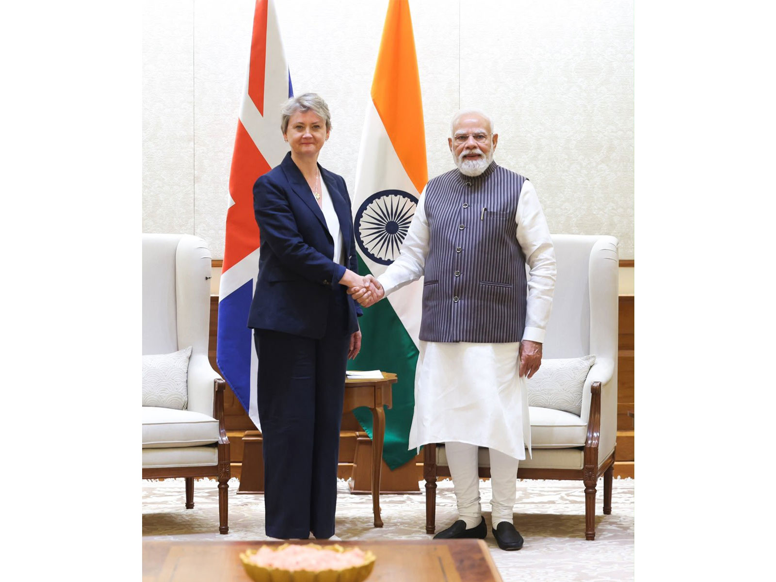 Prime Minister Narendra Modi with UK Foreign Secretary Yvette Cooper (Photo: X@narendramodi)